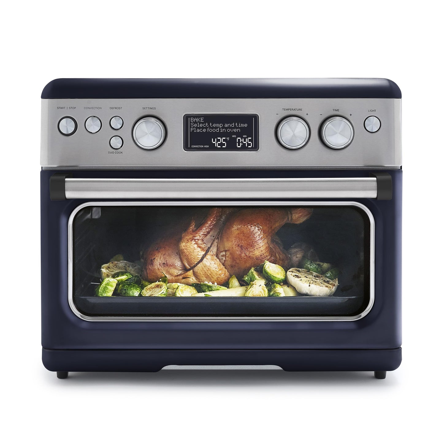 GreenPan Elite - Horno de convección para freír, 13 ajustes preestablecidos fáciles de usar, interior antiadherente sin PFAS, estantes ajustables, charola para hornear, bandeja para pizza, cesta,
