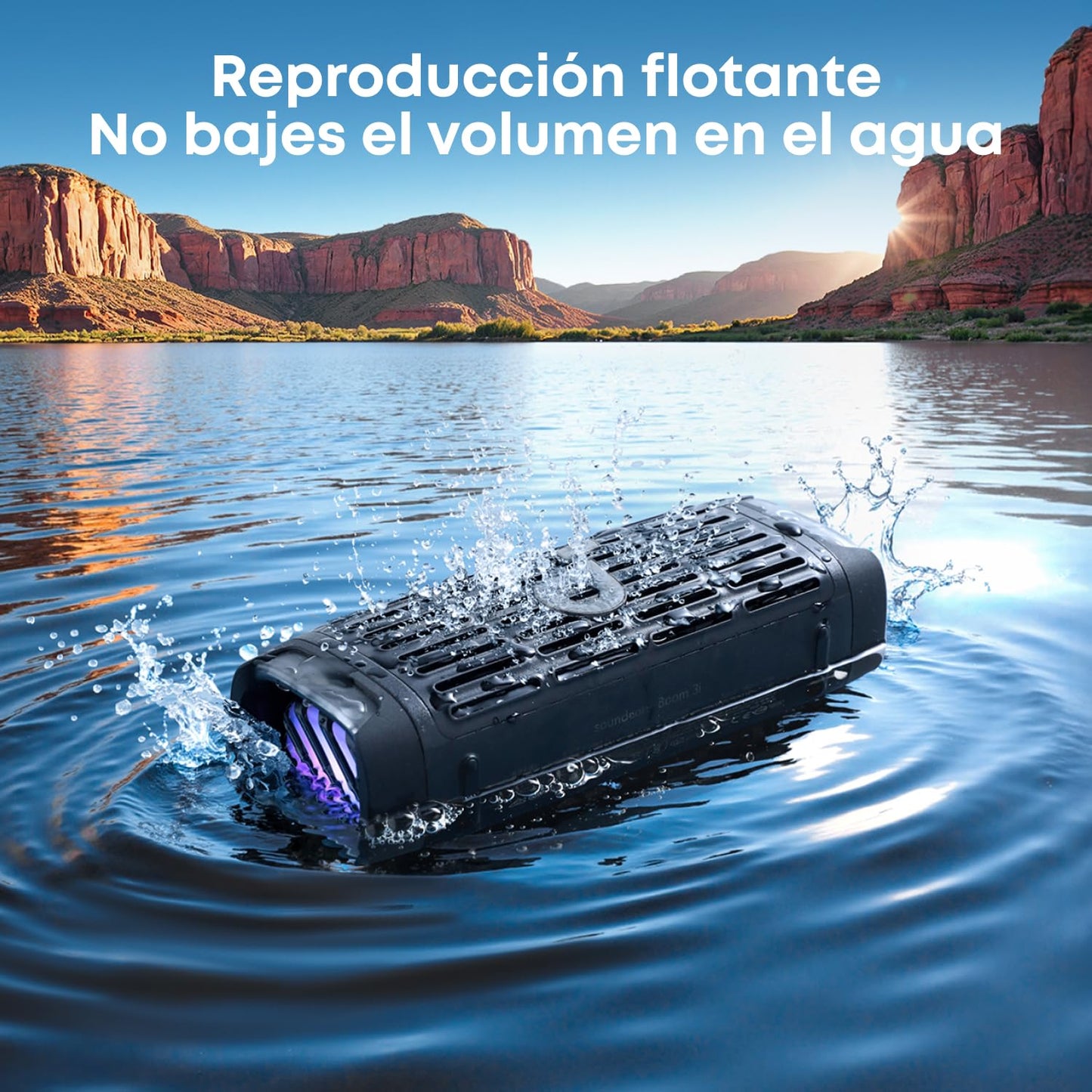 Soundcore by Anker Boom 3i Bocina Bluetooth Portatil 16h Batería, 50W Potencia, IP68 Flotante Resistente Agua Salada, BassUp 2.0, Bluetooth 5.3, TWS — Ideal para Pesca, Camping y Exteriores