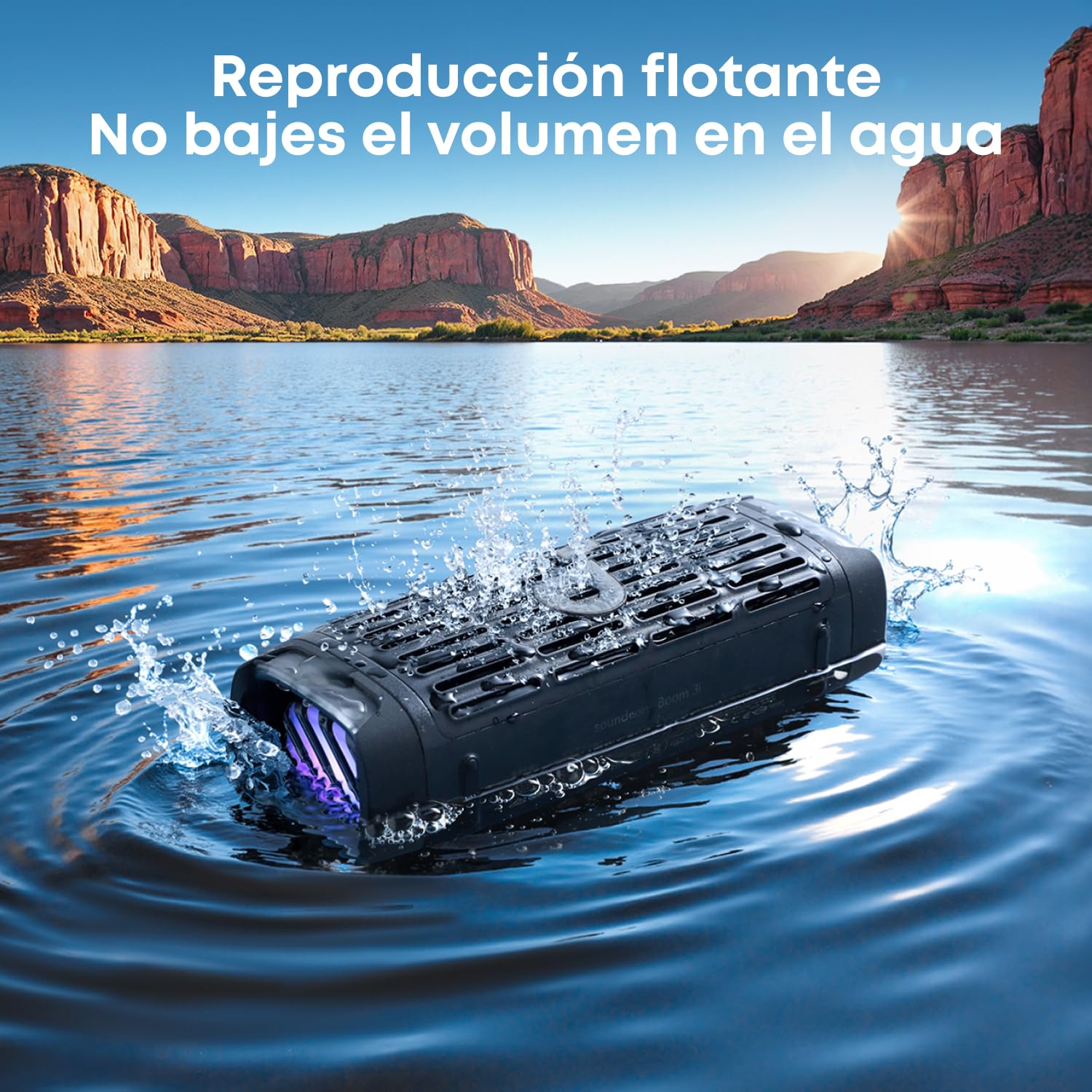 Soundcore by Anker Boom 3i Bocina Bluetooth Portatil 16h Batería, 50W Potencia, IP68 Flotante Resistente Agua Salada, BassUp 2.0, Bluetooth 5.3, TWS — Ideal para Pesca, Camping y Exteriores