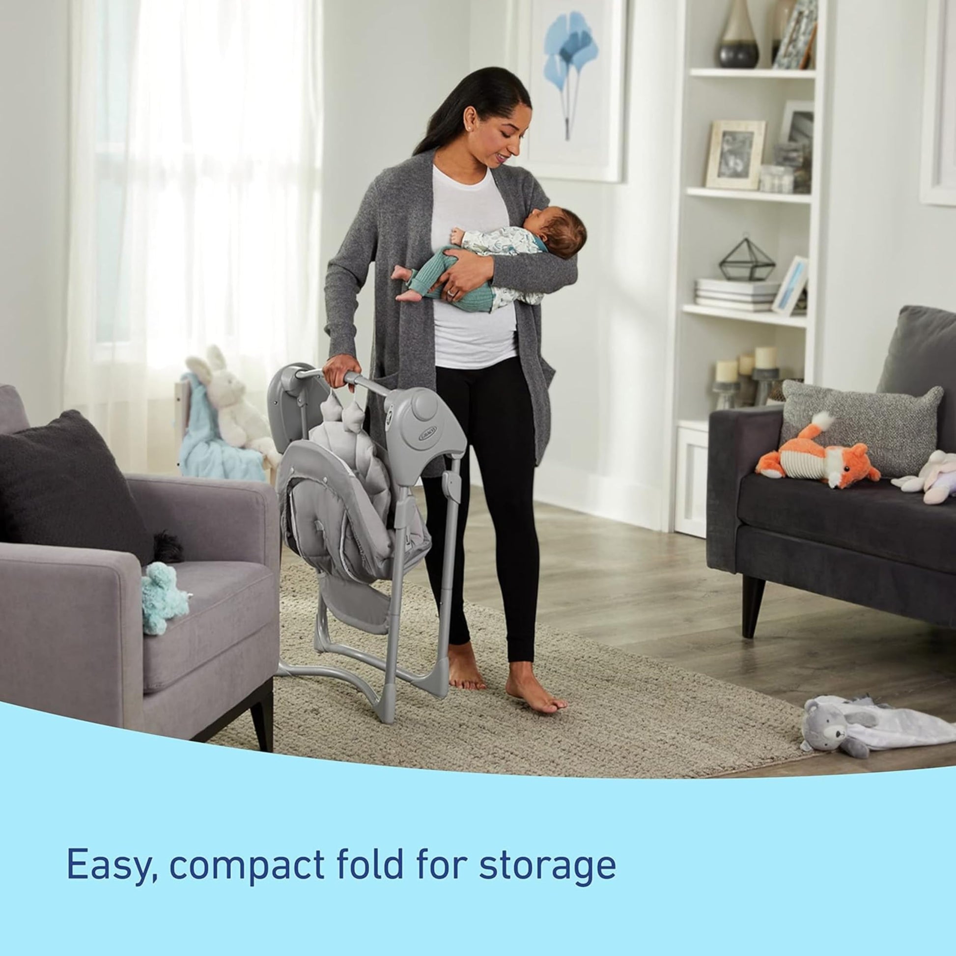 Graco® Slim Spaces™ Columpio Compacto para bebé, Reign