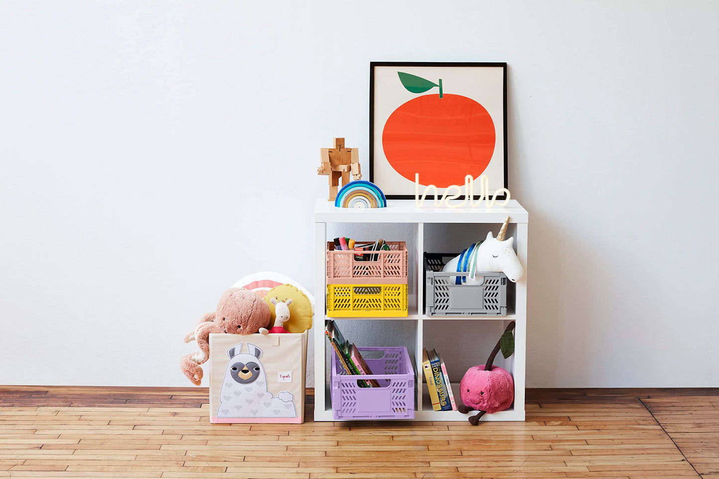 3 Sprouts Cube Storage Box - contenedor organizador para niños y niños - llama