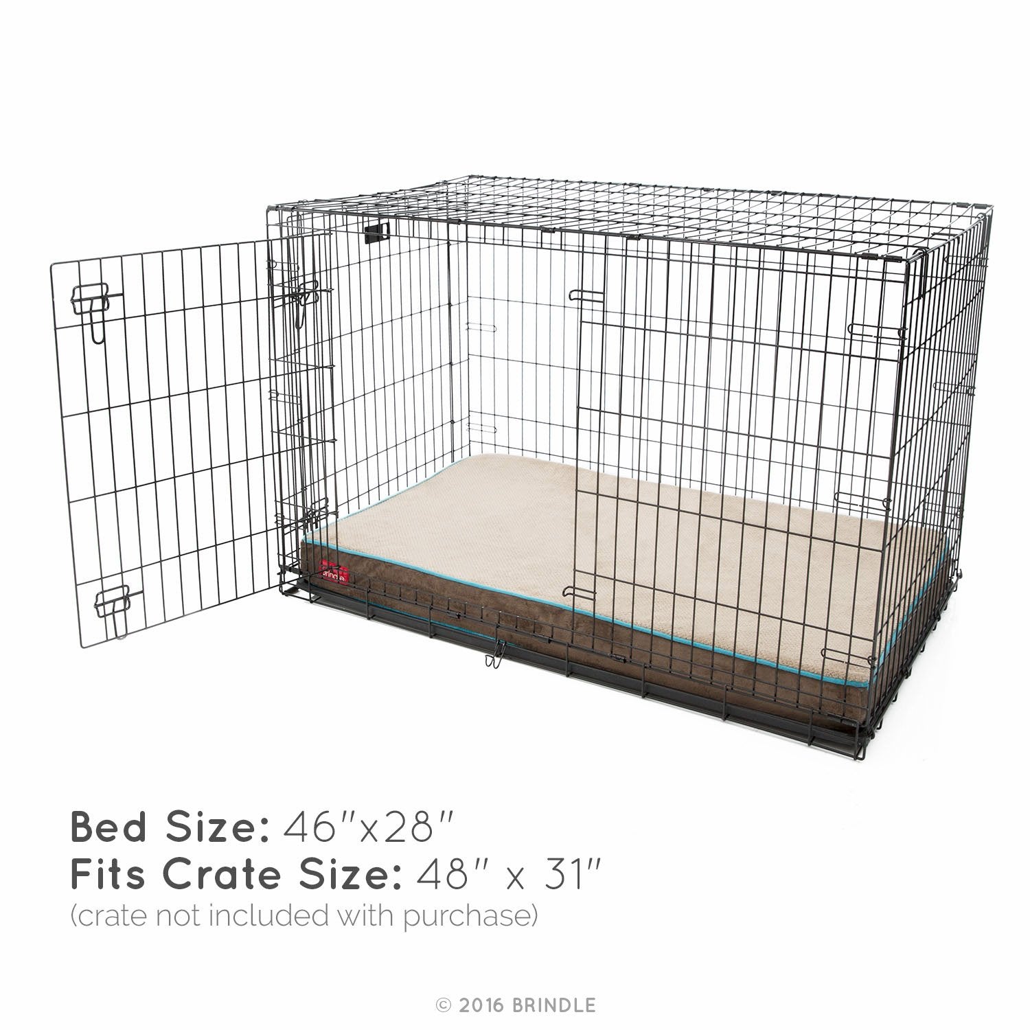Brindle Cama para Perro ortopédica de Memory Foam de 10 cm Cubierta de velvetón extraíble con Lino Impermeable, tamaño Grande, Color Azul/Moca, 117 x 71 cm
