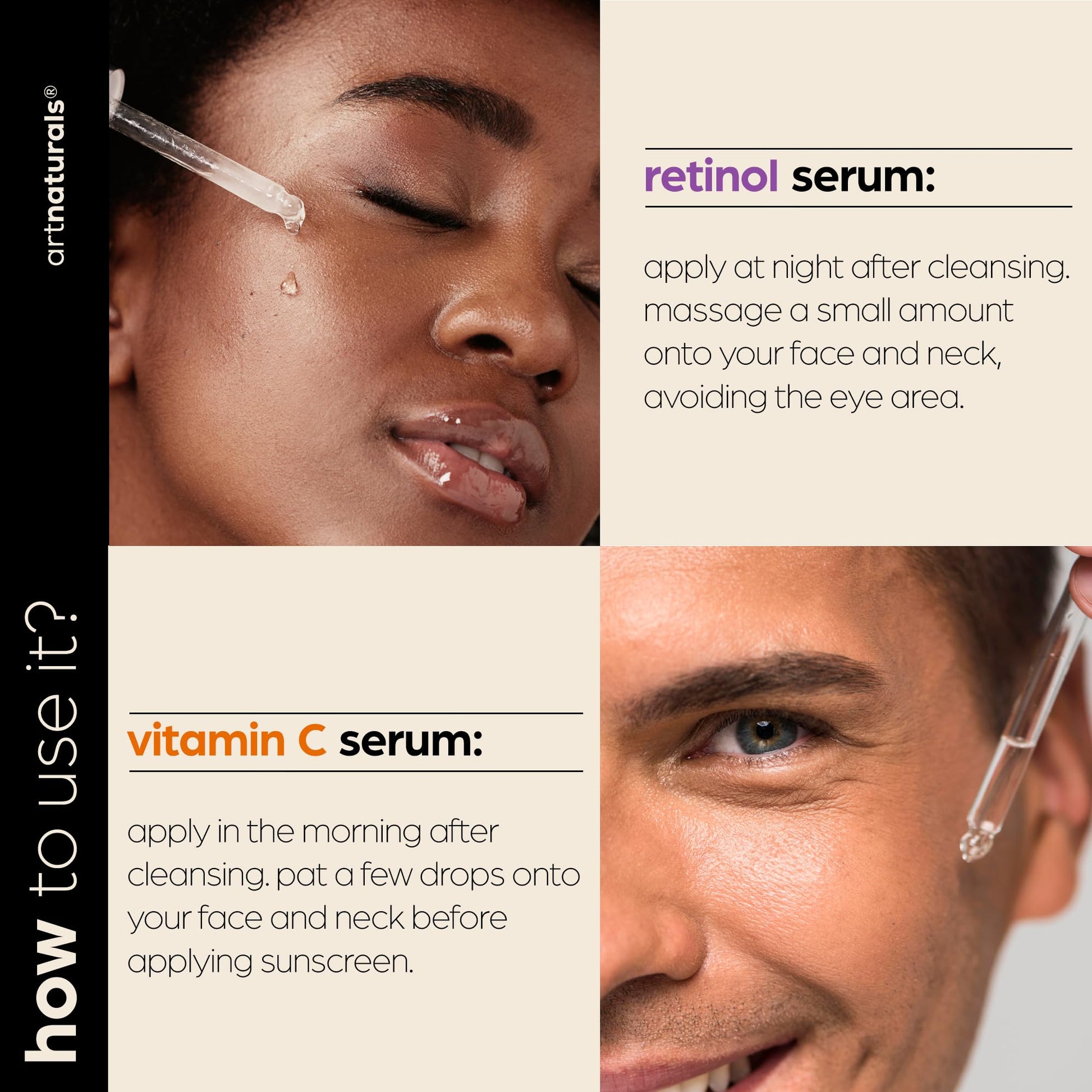 Art Naturals Vitamin C serum (1.0 oz) and Vitamin A Retinol Serum (1.0 oz) for Anti Wrinkle and Dark Circle Remover by ArtNaturals