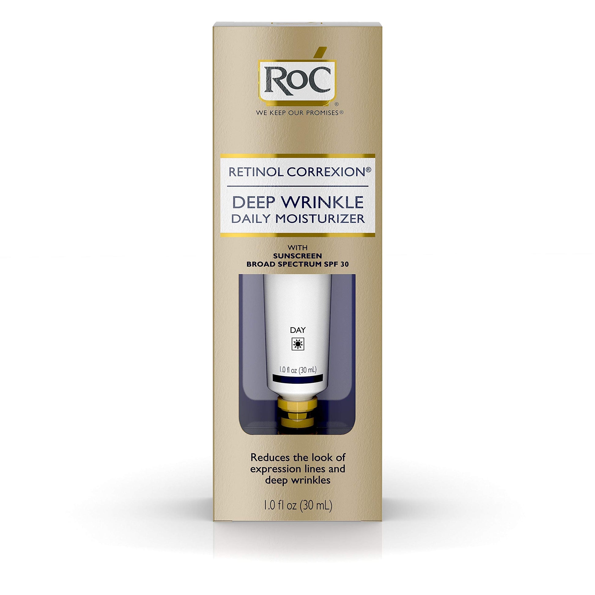 Roc Retinol Correxion Deep Wrinkle Daily Moisturizer, SPF 30, 1.0 Ounce Tube