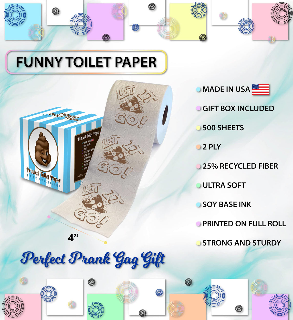 Papel Higiénico Impreso Let It Go de Printed TP Decorativo para Baño