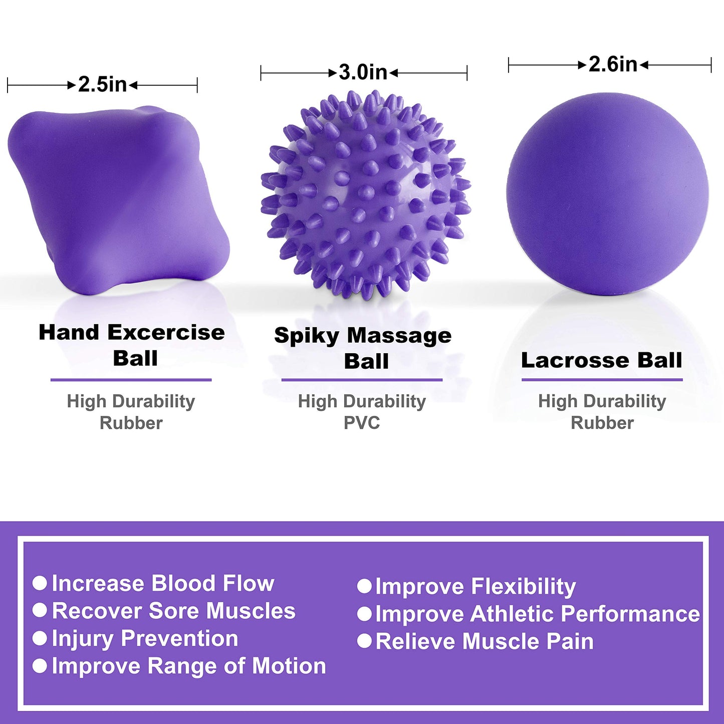 Kit de Bolas de Masaje Posture Magic Morado para Liberación Miofascial y Masaje de Tejidos Profundos