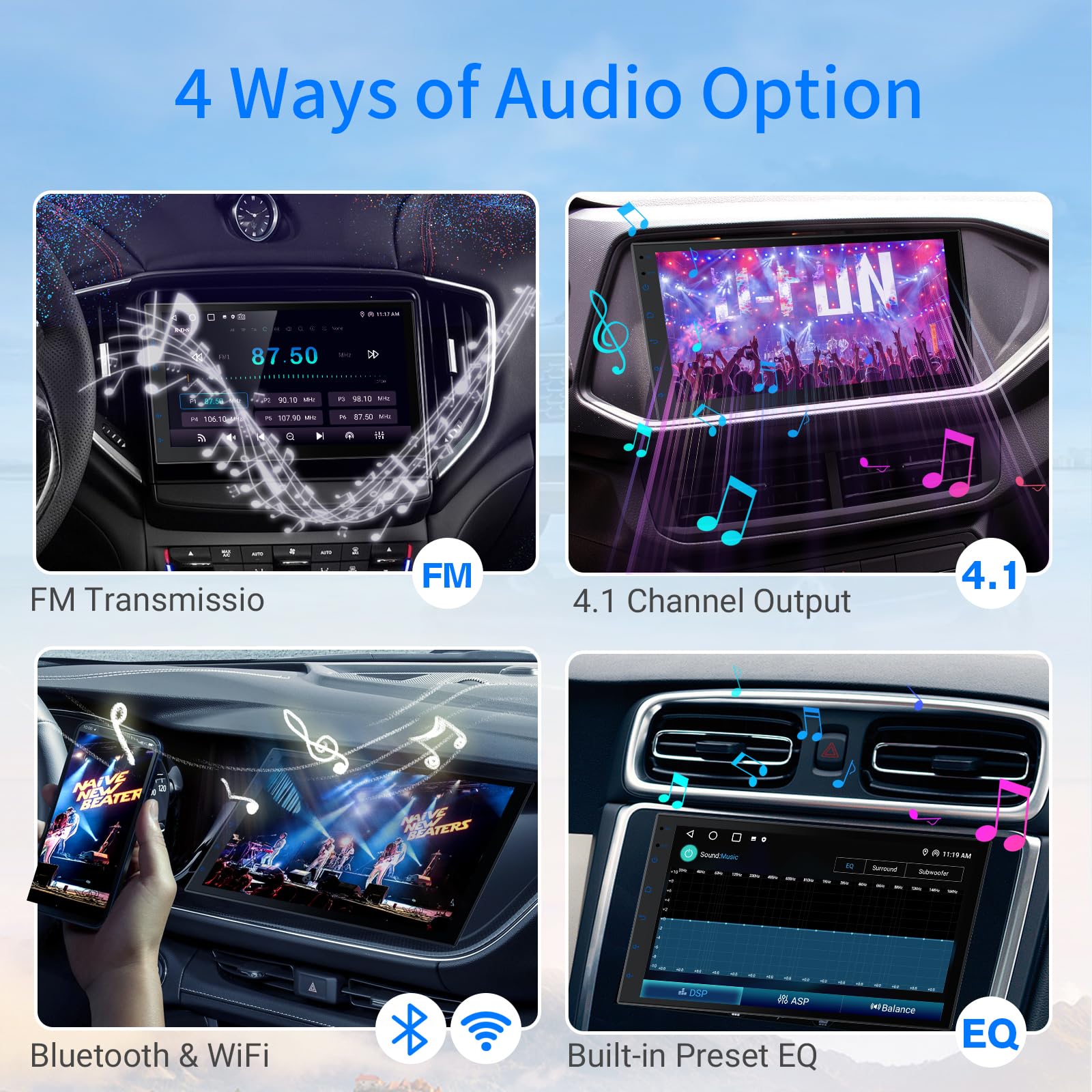 Haudio Estéreo inalámbrico de doble din, con visualización táctil HD de 7 pulgadas, CarPlay y Android Auto | Cámara de respaldo | Navegación GPS Bluetooth | FM/AM | Todos los vehículos