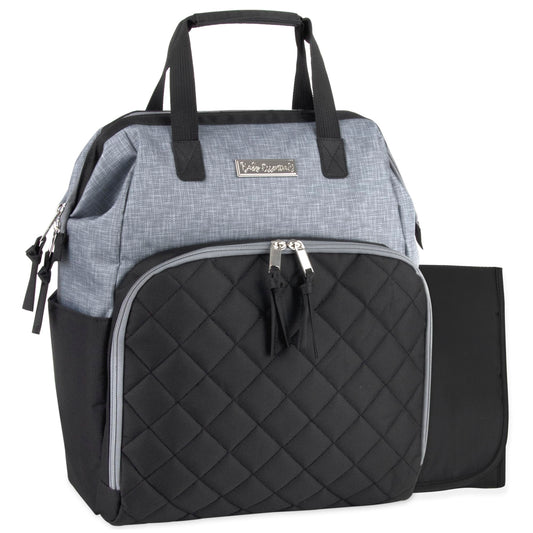 Mochila de Pañales Baby Essentials Negro Gris con Cambiador y Compartimento Aislado para Botellas