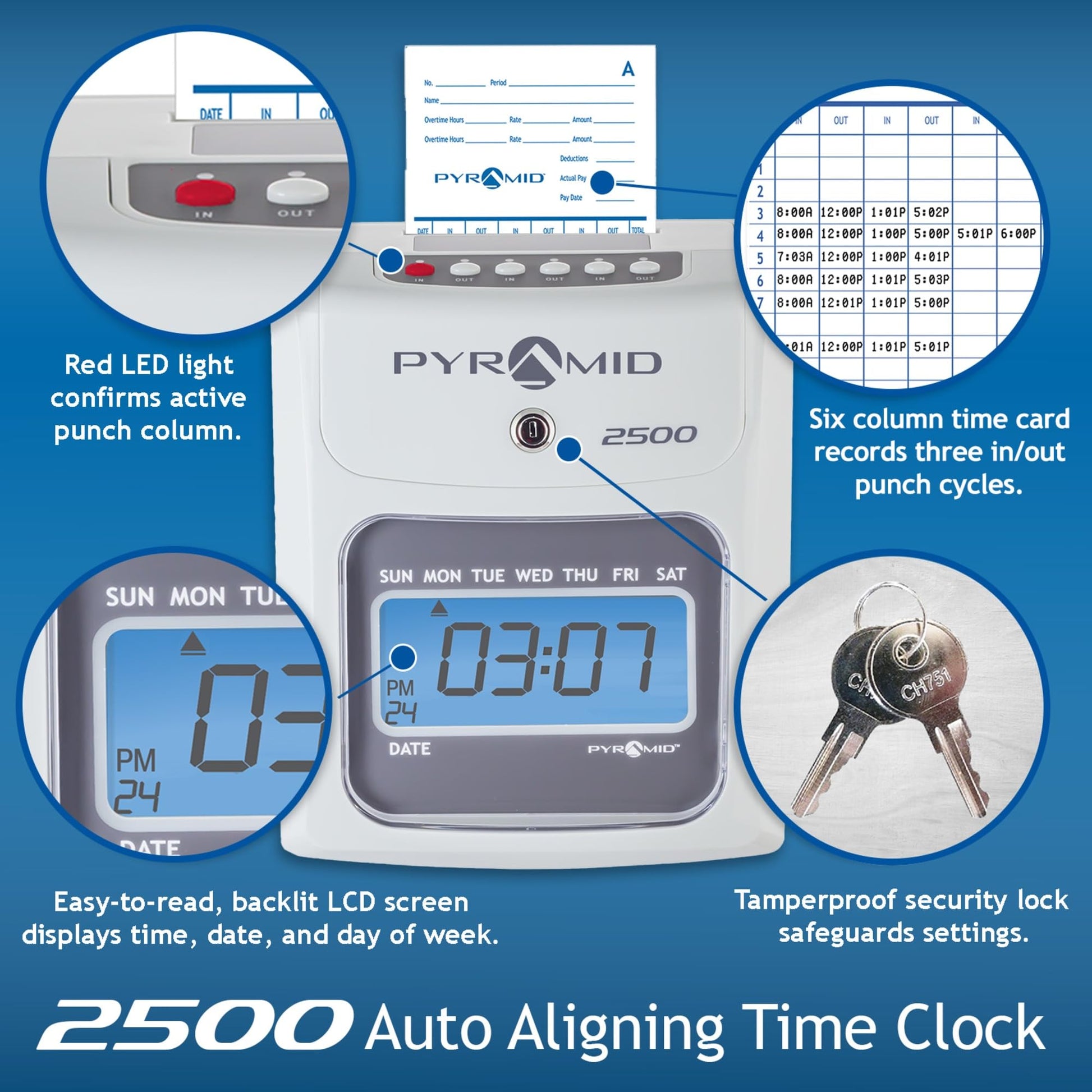 Reloj de Tiempo Pyramid Time Systems Marfil con 100 Tarjetas para Pequeñas Empresas