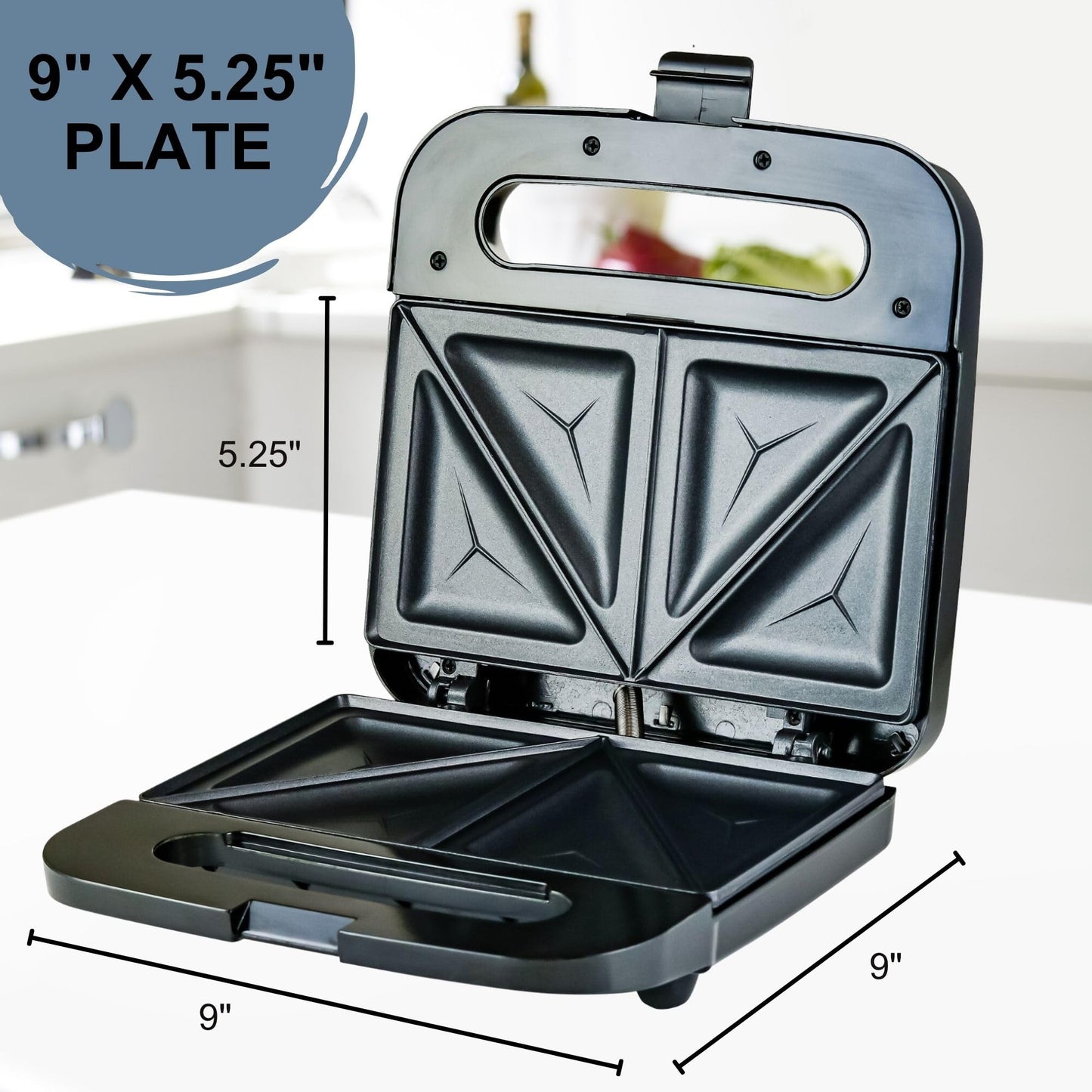 Sandwichera Eléctrica Ovente Negro Antiadherente 750W 2 Rebanadas