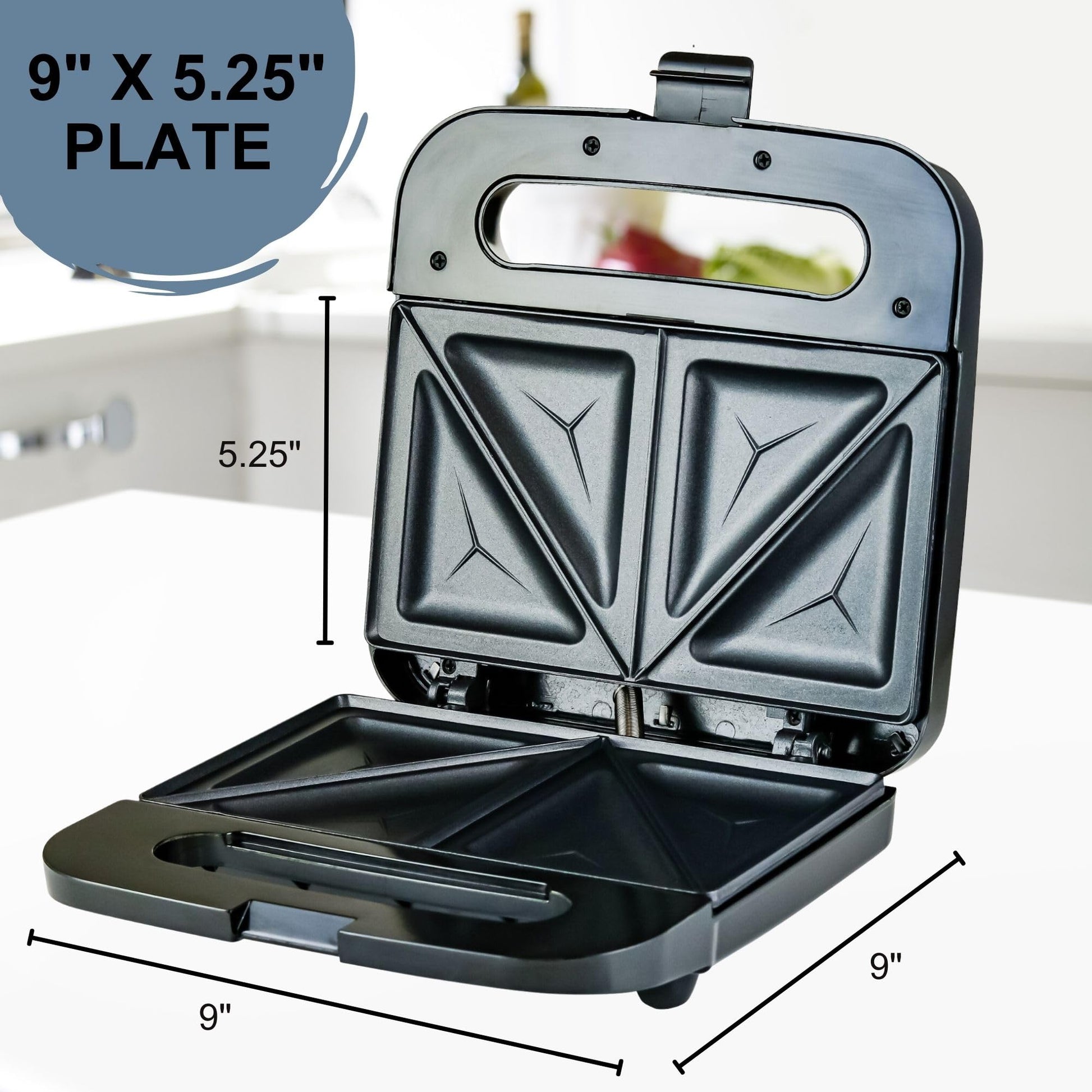 Sandwichera Eléctrica Ovente Negro Antiadherente 750W 2 Rebanadas