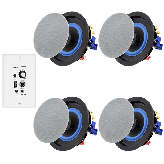Altavoces Bluetooth de Techo Herdio Blancos 4 Pulgadas 2 Vías con Receptor Amplificador para Cine en Casa