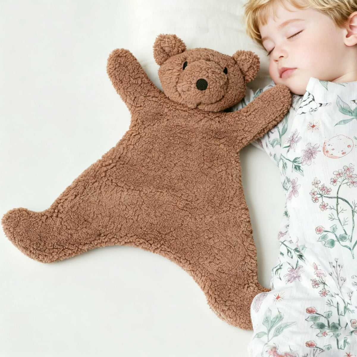 Seicasaya - Manta de seguridad para bebé, suave oso de peluche para recién nacidos de 0 a 12 meses, manta de peluche para niños y niñas, 11.8 x 11.4 pulgadas (oso de peluche café)