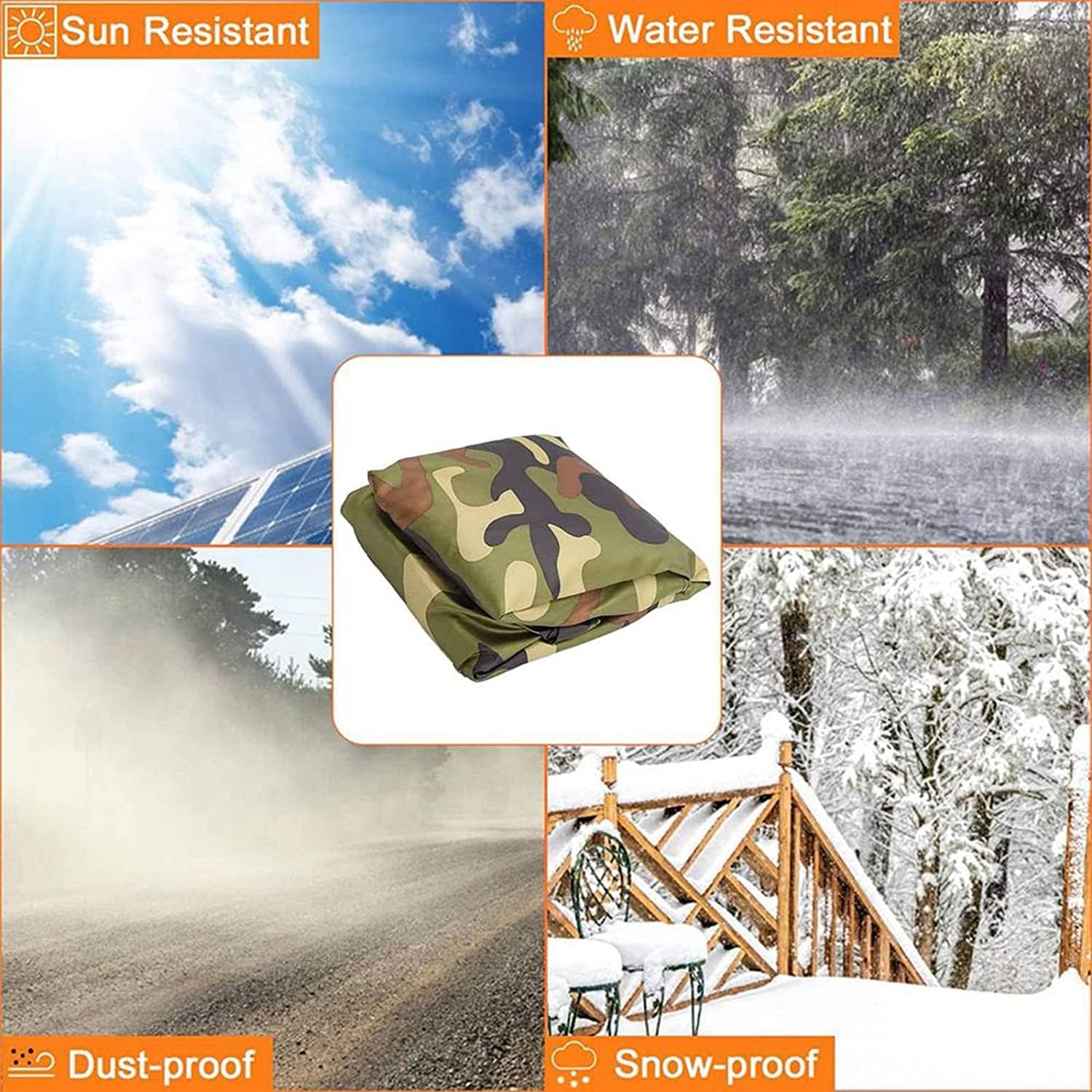 Cubierta de ATV Funda para Cubierta, ATV Protección Impermeable al Aire Libre, Cubierta Cuádruple Prueba de Viento para Polaris Sportsman Yamaha 220 * 98 * 106CM (Camuflaje, XXL)