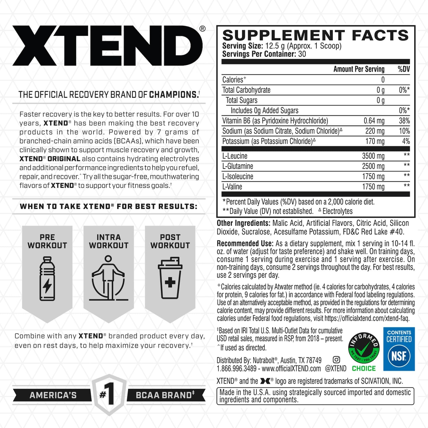 Suplemento Alimenticio XTEND Original Sandía a base de Aminoácidos