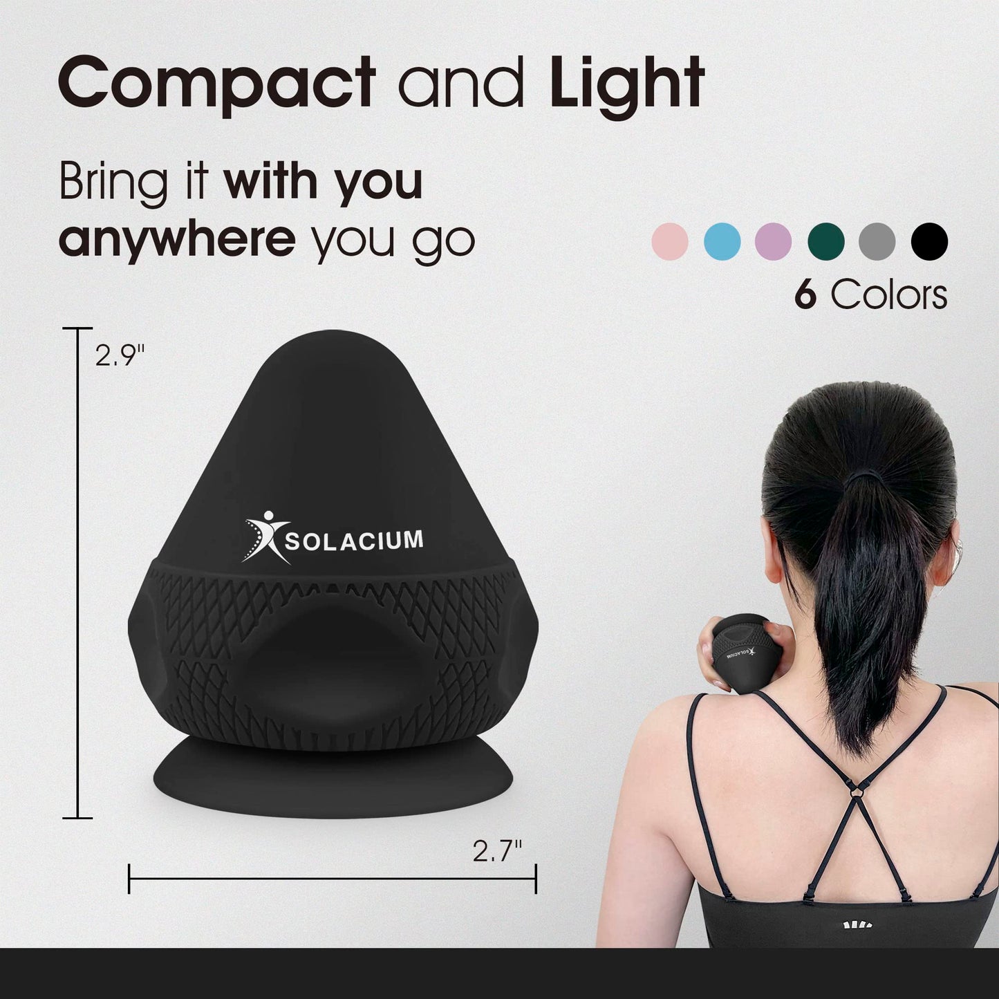 Herramienta de terapia muscular multisuperficie: masajeador montable para dolores musculares, hombros, brazos, cuello, espalda, pies, cuerpo, tejido profundo, rigidez, dolor de articulaciones, alivio del estrés (negro)
