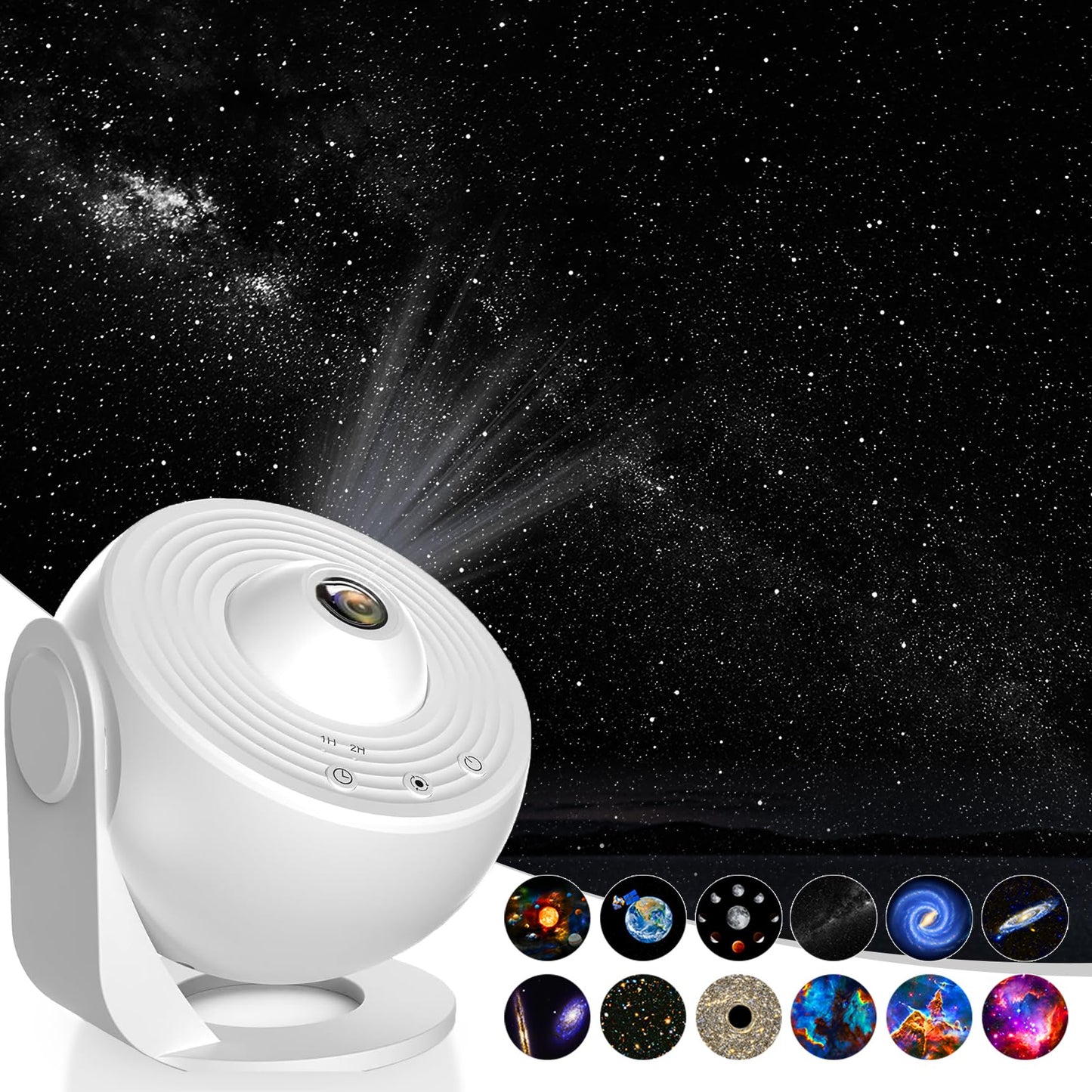 Syslux Proyector de Estrellas, Proyector de Planetario para Dormitorio Luz Nocturna de Galaxia Ultra Clara con 13 Discos de Galaxia Reemplazables de 4K Rotación de 360 Grados Luz de Cielo Real para