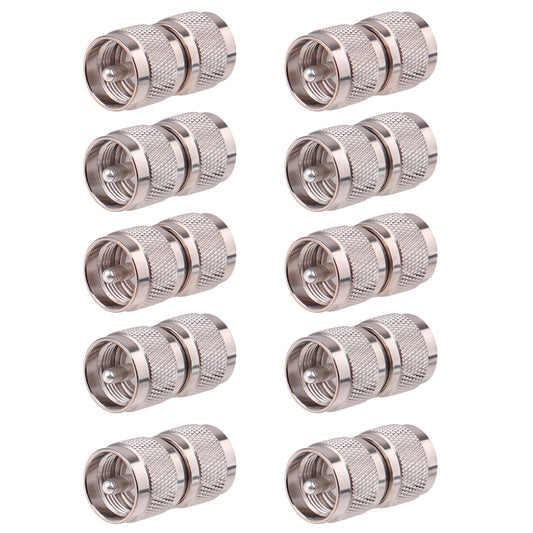 XRDS -RF UHF PL-259 - Adaptador coaxial macho 10 unidades - Conector RF UHF macho a macho para radios CB y Jamón, antenas y equipos de comunicación