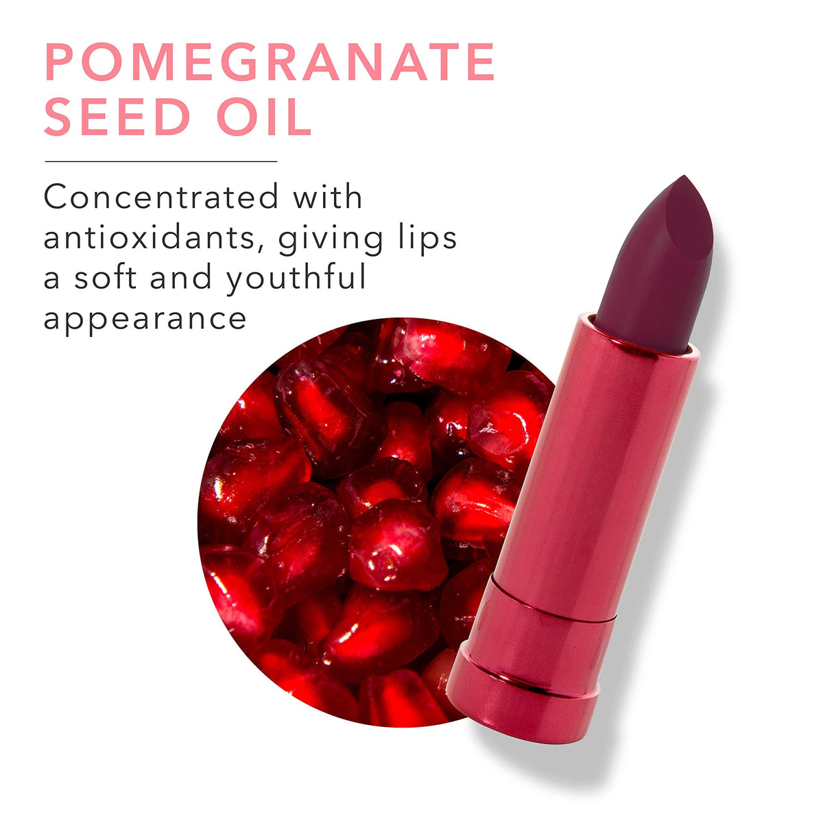 100% PURE Pomegranate Oil Anti-Aging Lipstick (Fruit Pigmented), Black Rose, Long Lasting, Satin Finish, Vibrant Color, Moisturizing Cocoa Butter (Cool Deep Wine) - 0.15 oz