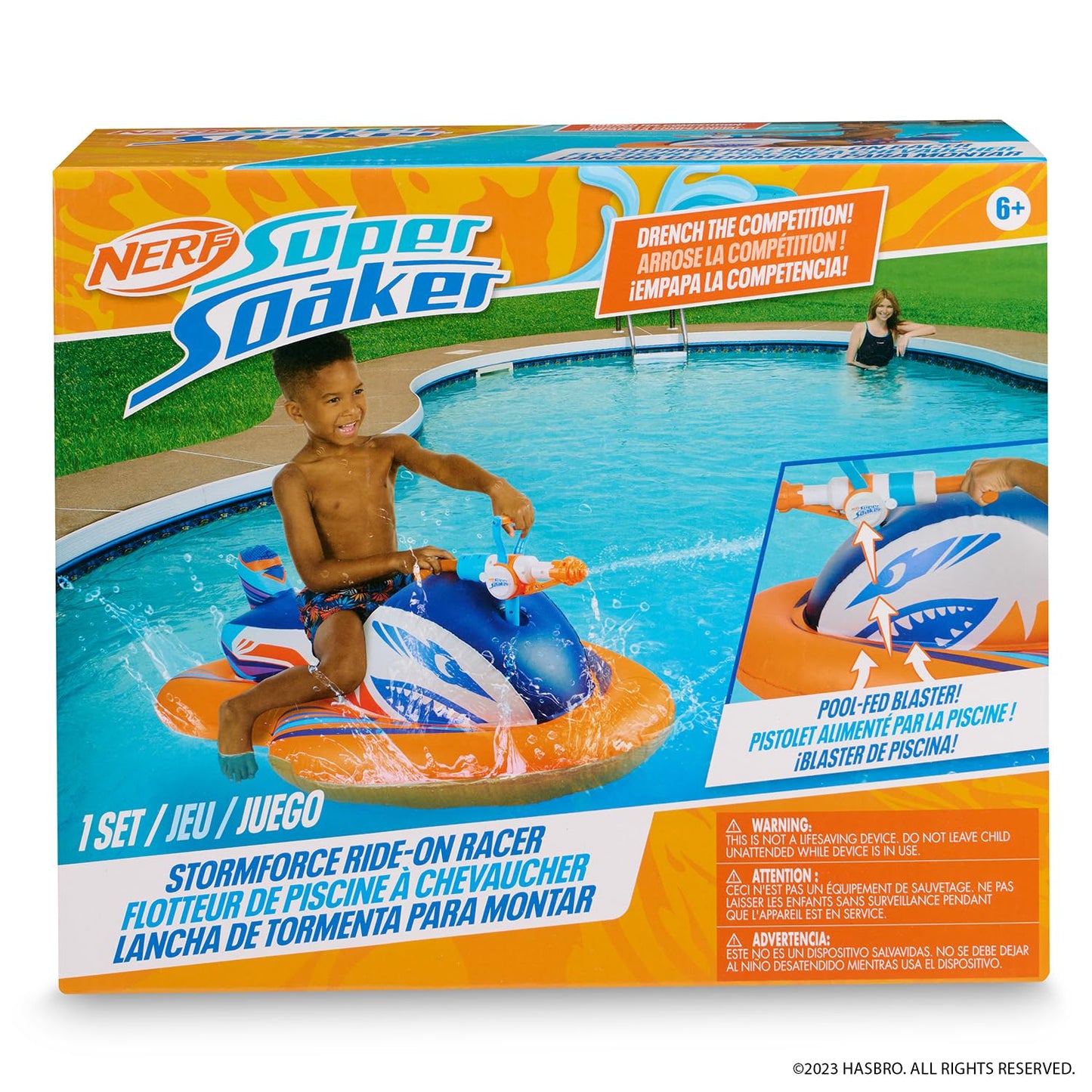 Flotador Inflable Nerf Super Soaker Stormforce con Mega Water Blaster para Piscina
