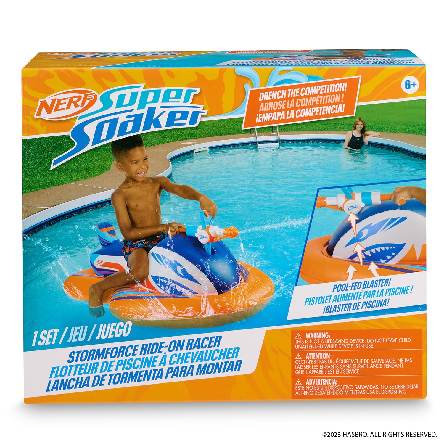 Flotador Inflable Nerf Super Soaker Stormforce con Mega Water Blaster para Piscina