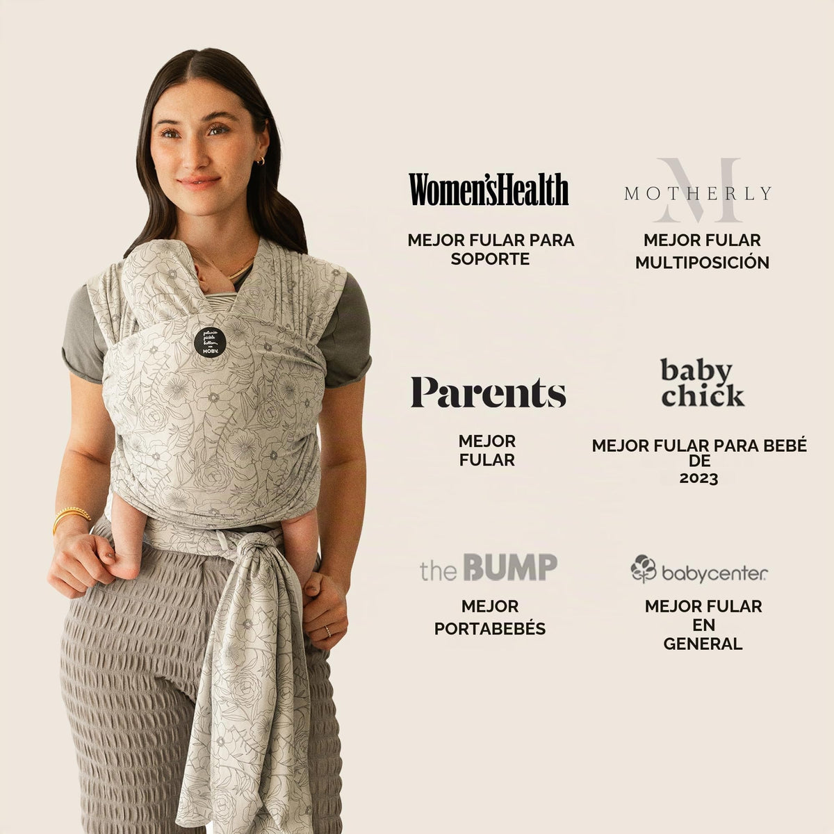 Portabebés Envolvente Moby Classic de Petunia Pickle Bottom para Recién Nacidos hasta Niños Pequeños (8-33 libras), Portabebés Tipo Cabestrillo Infantil, Diseño Ligero y Manos Libres, Ajustable para