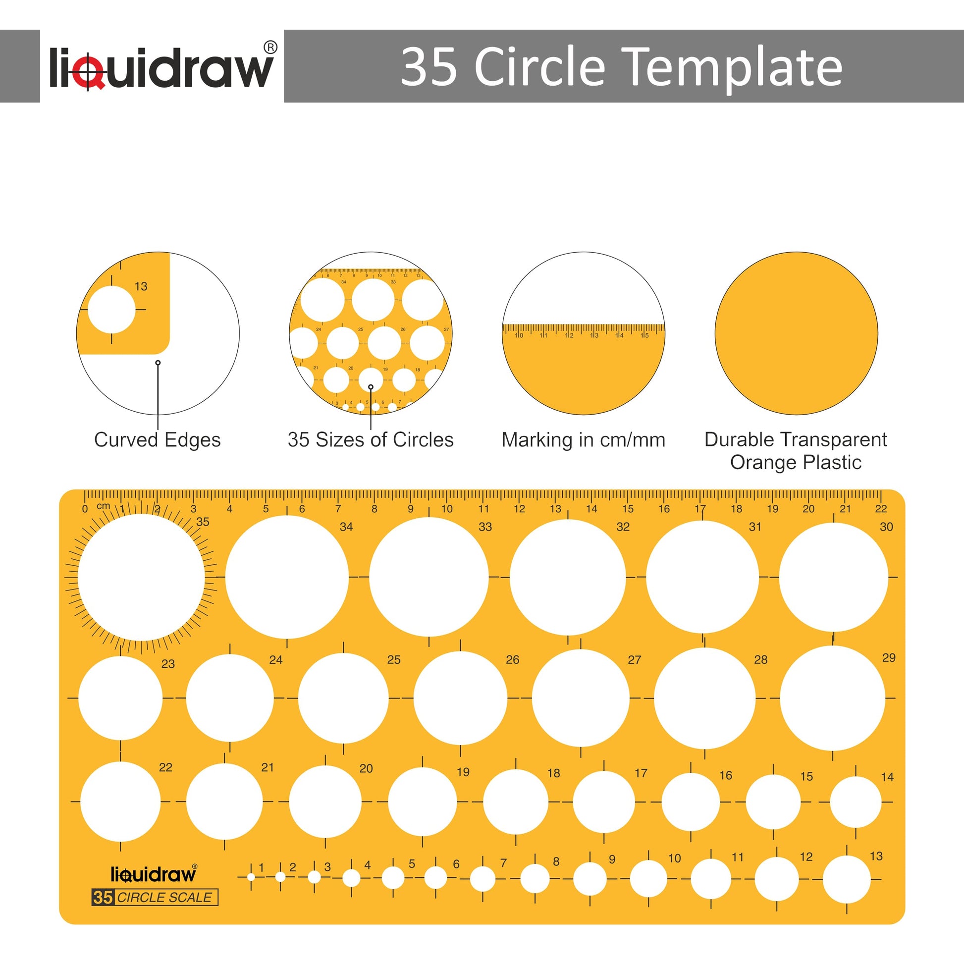 Liquidraw - Plantilla de círculo de elipse triangular ovalado cuadrado hexagonal con formas geométricas para reglas de dibujo, plantillas de dibujo técnico, arquitectura de ingeniería (combinación de