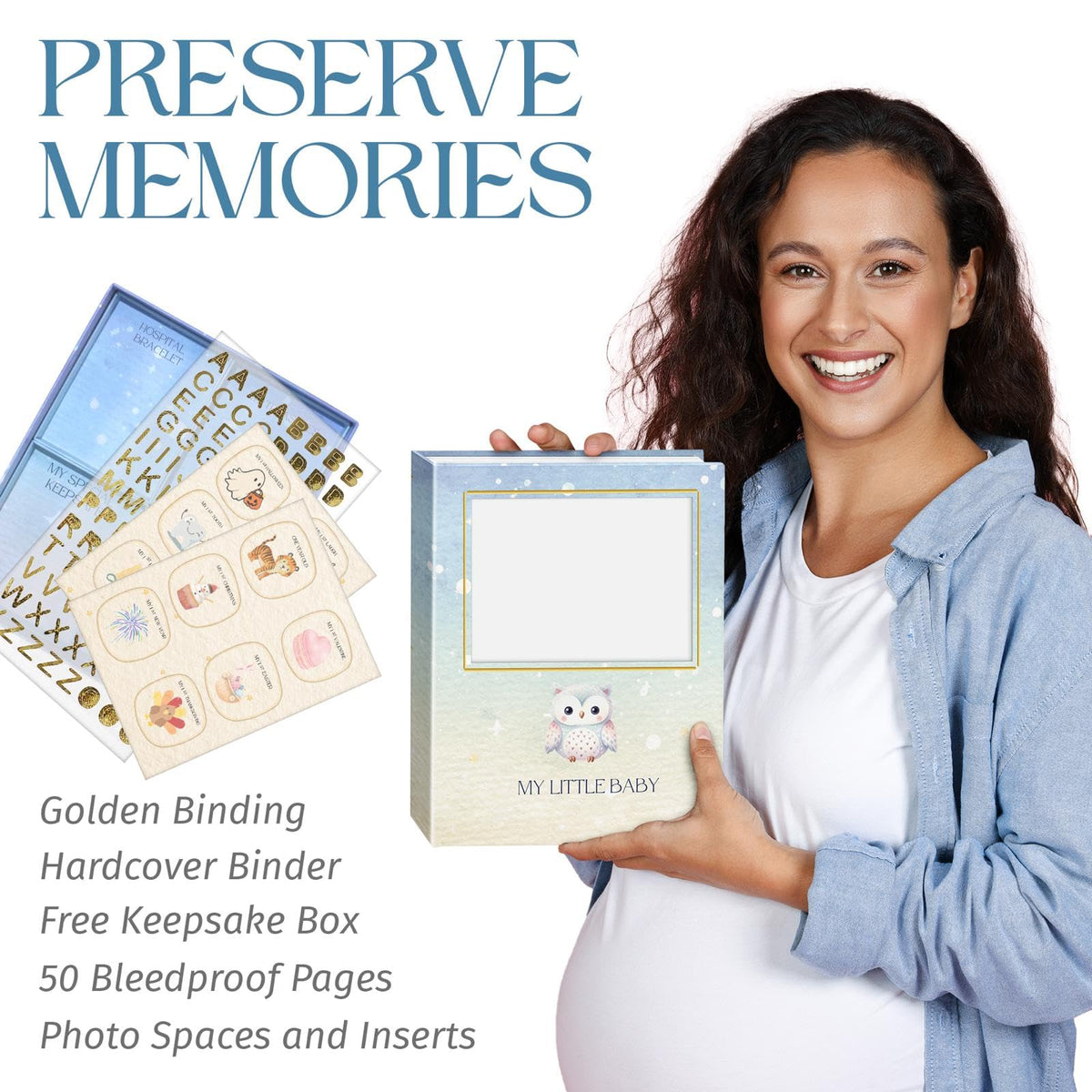 Caja de Recuerdos para Bebé Neutro con Álbum de Fotos para Personalizar Nombre