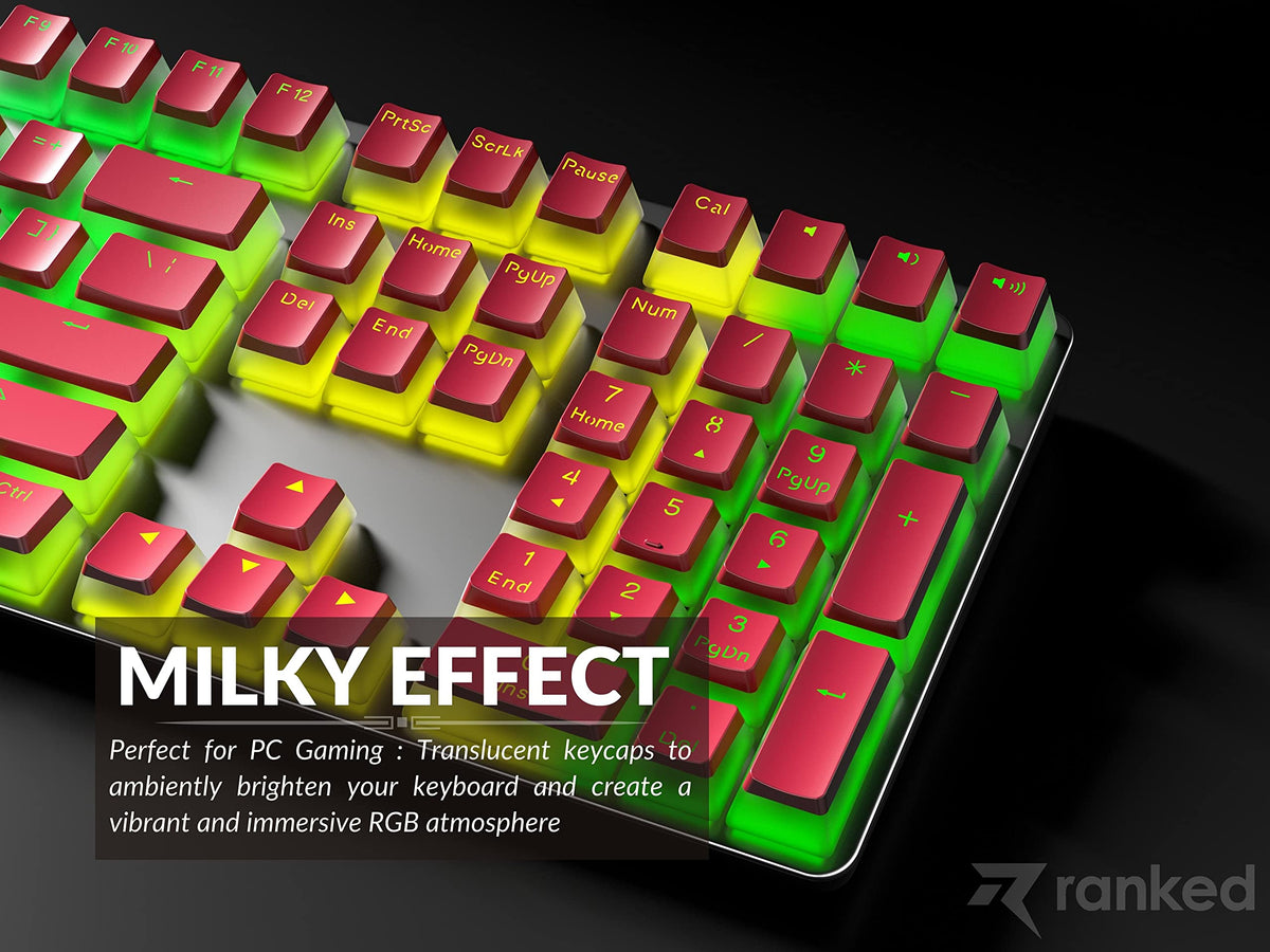 Teclas PBT Ranked Rojo Translúcidas Double Shot para Teclado Mecánico RGB Perfil OEM
