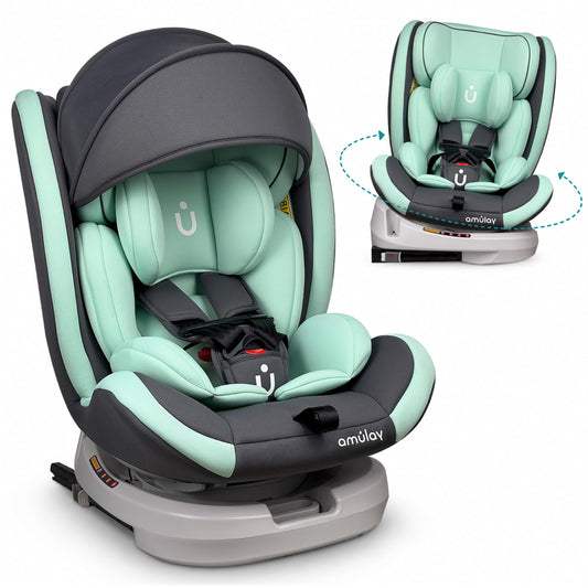 Autoasiento Amulay Verde ISOFIX 360° para Niños de 0 a 12 Años