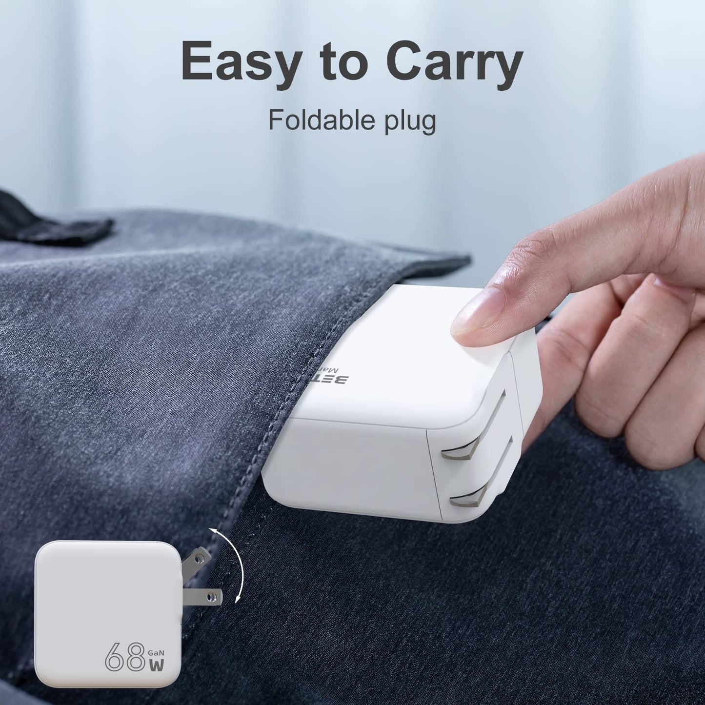 BETMI Cargador USB c, Cargador C GAN 68w, Cargador de Pared rápido y Compacto de 2 Puertos, Adecuado para MacBook Pro/Air, iPad Pro, Galaxy Phone, Android Phone, iOS Phone, Pixel, and More