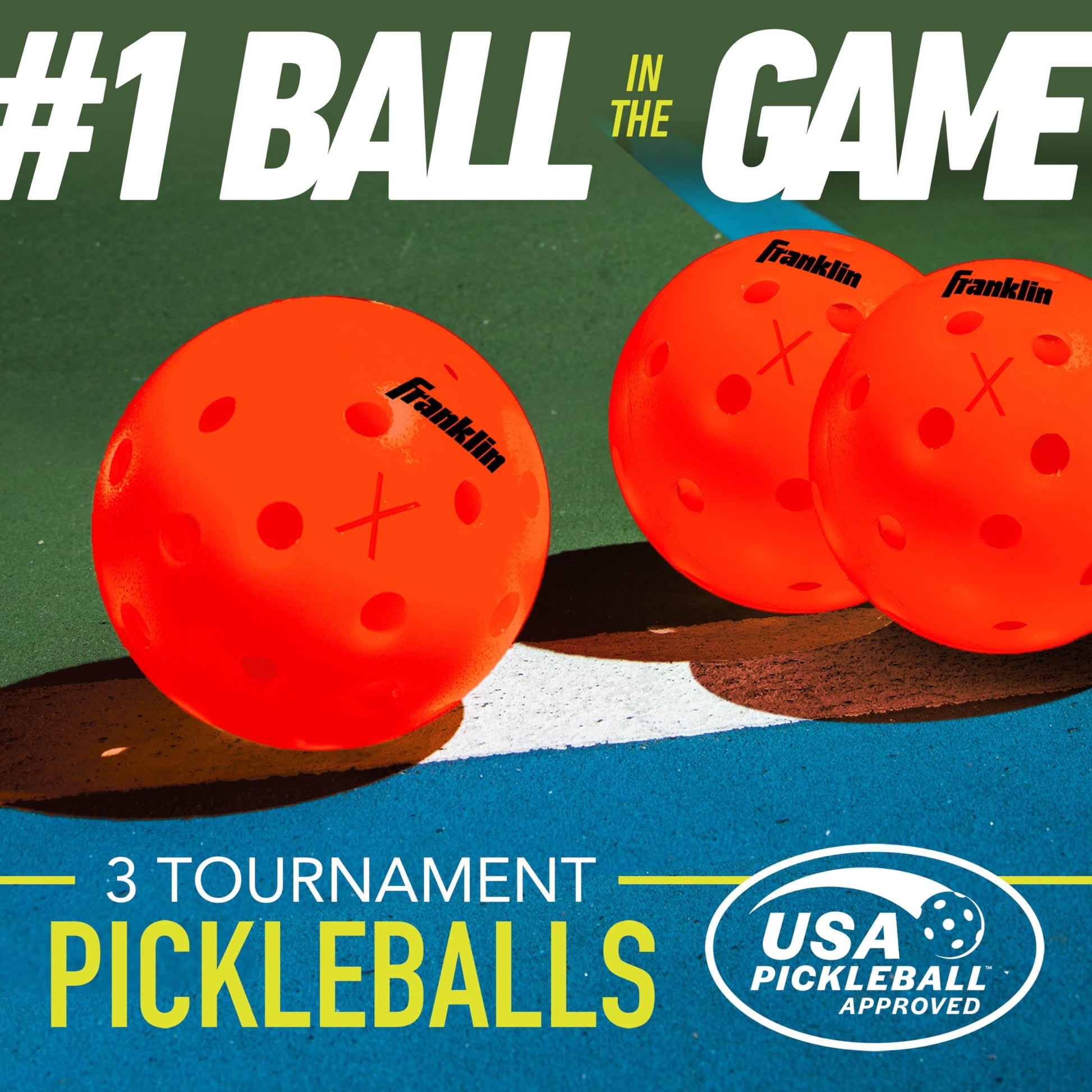 Franklin Sports - Bolas de Pickleball X-40 para Exteriores, aprobadas por Estados Unidos (USAPA) - Paquete de 3 Pickleballs Exteriores - Ember - Bola Abierta de Estados Unidos