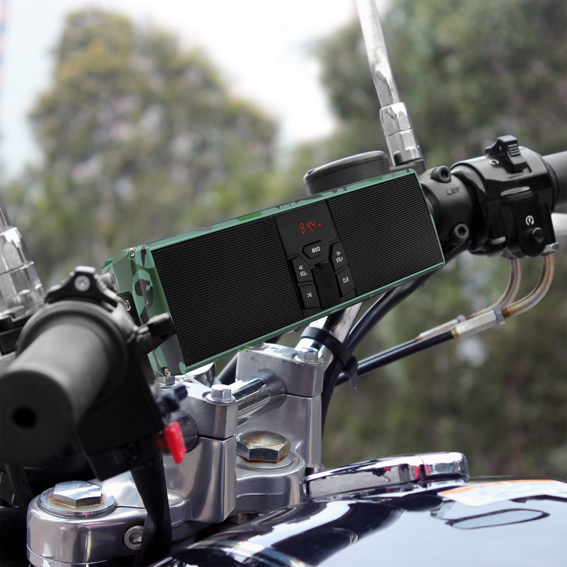 GoHawk RE8 Gen.3 - Altavoces estéreo Bluetooth impermeables para motocicleta, barra de sonido LED, 7/8-1.25 pulgadas Soporte para manubrio MP3, reproductor de música, sistema de amplificador de audio,