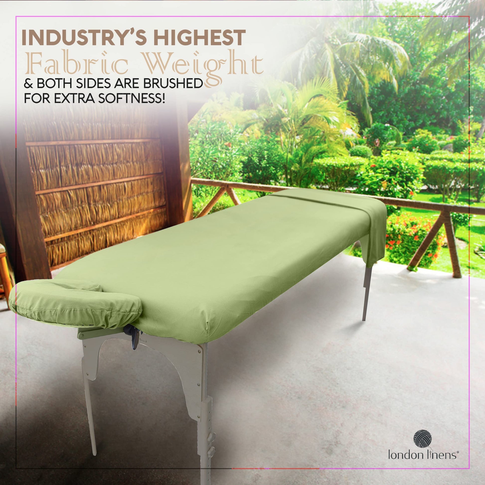 London Linens Soft Microfiber Massage Table Sheets Set 3 Piece Set - Includes Massage Table Cover, Massage Fitted Sheet, and Massage Face Rest Cover (Sage Green)