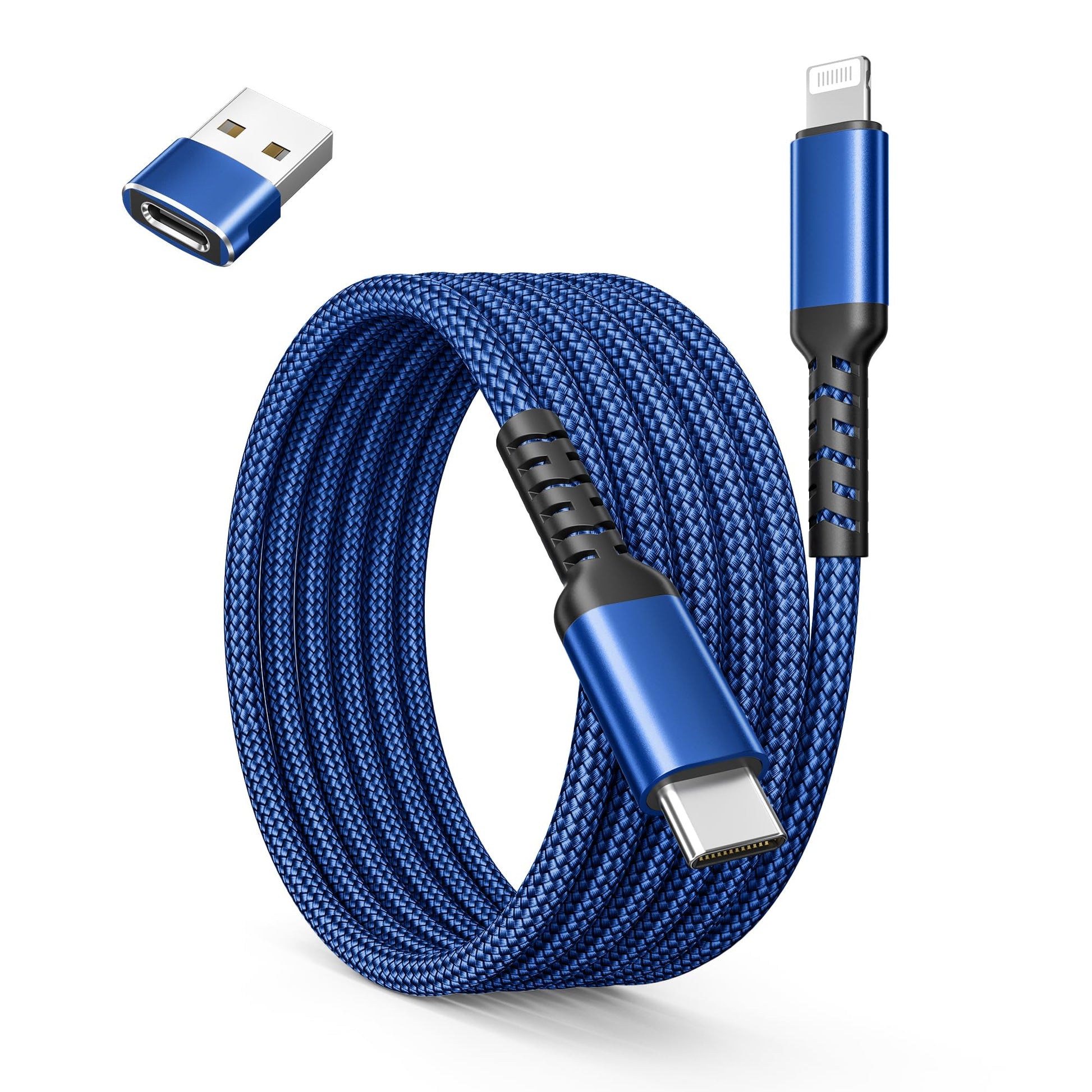 Basesailor Cable USB C a 3M con Adaptador USB A,Cable Tipo C Cargador Carga Rápida PD para iPhone 11 12 13 14 Mini Pro,2020,SE,Airpods 3,iPad 8 9 Generation 2021 2022