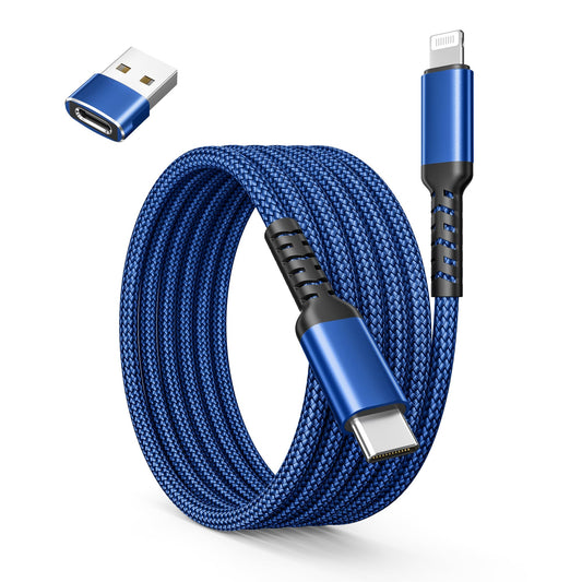 Basesailor Cable USB C a 3M con Adaptador USB A,Cable Tipo C Cargador Carga Rápida PD para iPhone 11 12 13 14 Mini Pro,2020,SE,Airpods 3,iPad 8 9 Generation 2021 2022