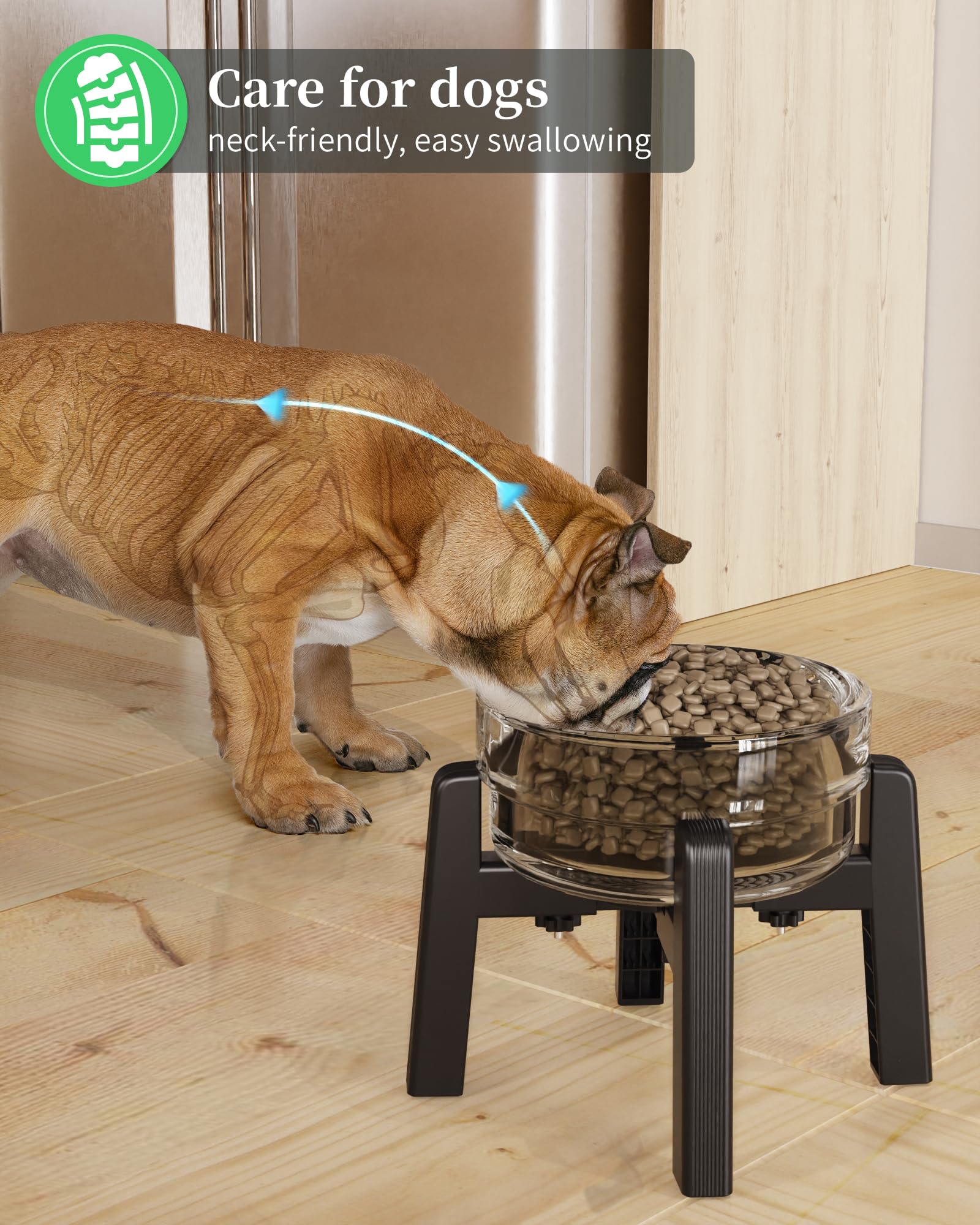 CZPET - Soporte para tazón para perros con ancho ajustable, tazón elevado para agua y comida para mascotas pequeñas, medianas y grandes, estable y antideslizante