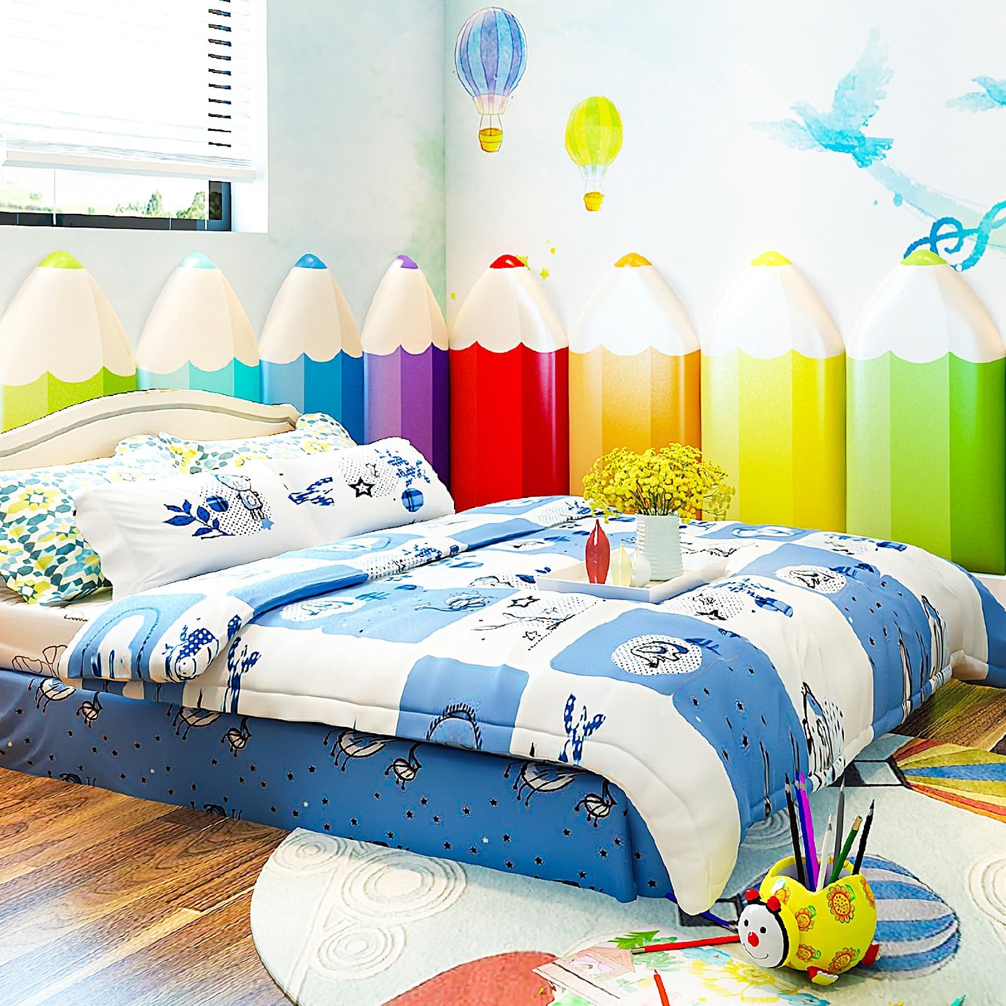 Almohadillas de Pared Anticolisión 3D, 4 Piezas de Paneles de Pared Tapizados en Forma de Lápiz, Cabecera de Pared para Despegar y Pegar, Pared Acolchada para Decoración de Sala de Juegos, Adhesivos