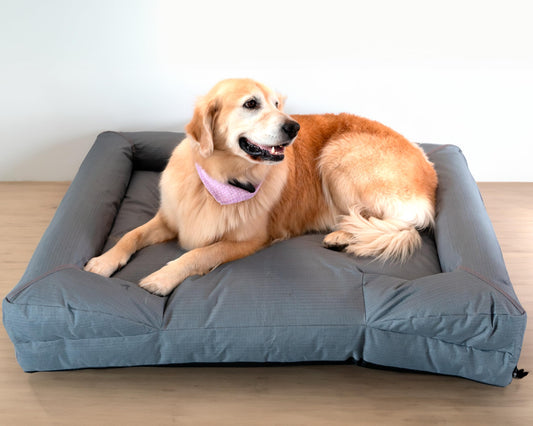 Cama Fresca para Perro grande para exterior, jardín o terraza. Cama para mascota refrescante, resistente, transpirable, impermeable. Funda extraíble con base antiderrapante. (GRIS, EXTRA GRANDE)