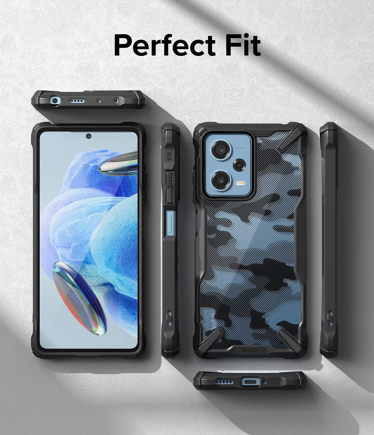 Funda Parachoques Ringke Fusion-X Camo Black Resistente a Impactos para Redmi Note 12 Pro 5G / Poco X5 Pro 5G