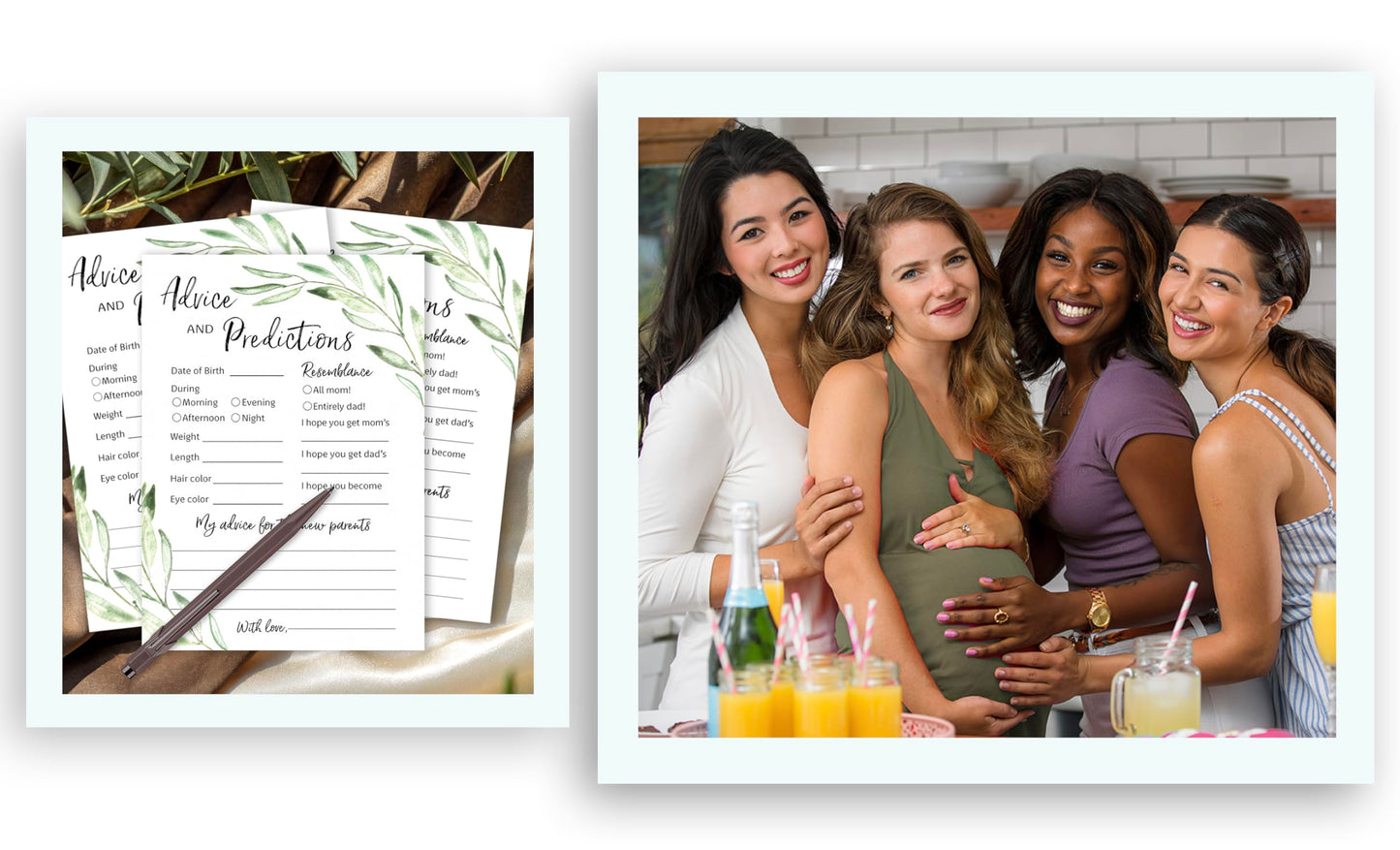 GREENERY - Tarjetas de predicción y consejos, paquete de 25 unidades, mensaje para padres de mamá y papá para ser mamá y papá, rústico floral verde oliva rama para parejas, ducha de acuerdo, libro de