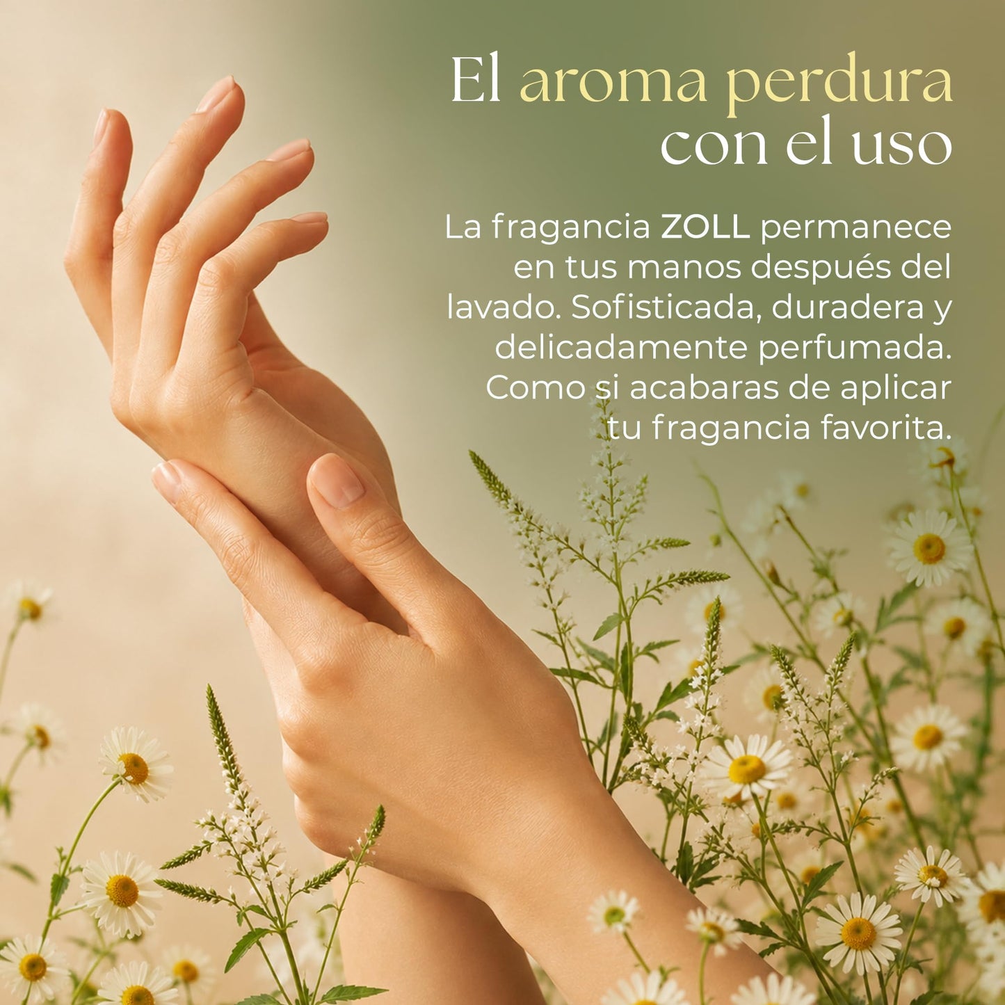 ZOLL Jabón Líquido para Manos - Pure Calm Verbena y Manzanilla - Fragancia Premium Tipo Perfume - Larga Duración - Fórmula Espumante Hidratante - Limpieza Sofisticada para Uso Diario
