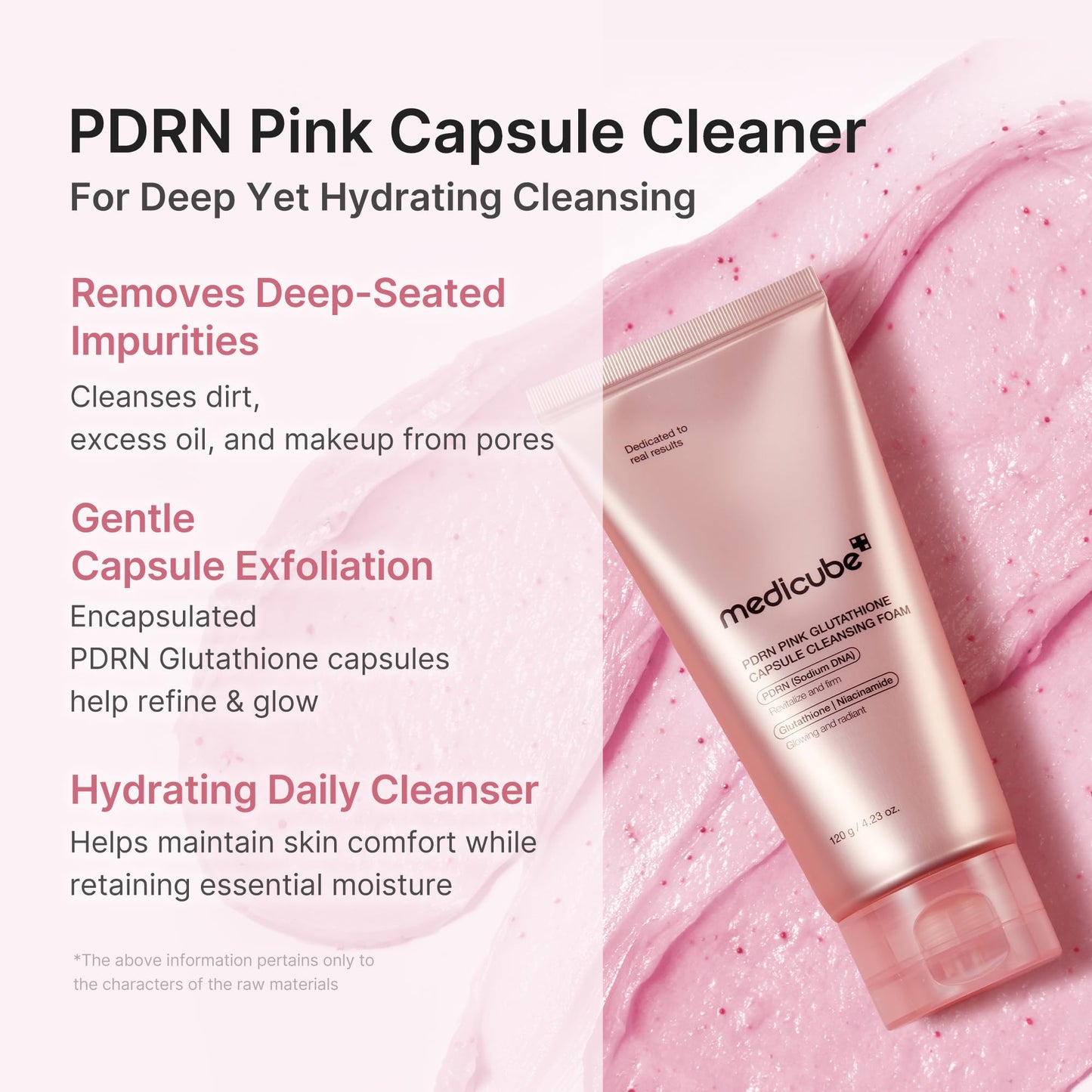 medicube Facial Cleanser PDRN Pink Glutathione Capsule Foam Cleanser | Daily Face Wash for Pore Care, Uneven Skin Tone, Texture | Hydrating & Nourishing Deep Cleansing | Korean Skincare, 4.23 oz