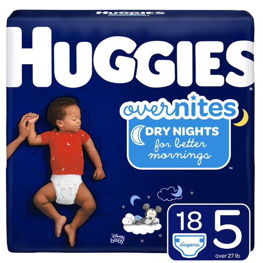 Pañales Huggies OverNites Tamaño 5 Más de 27 lb Paquete Gigante Nocturno