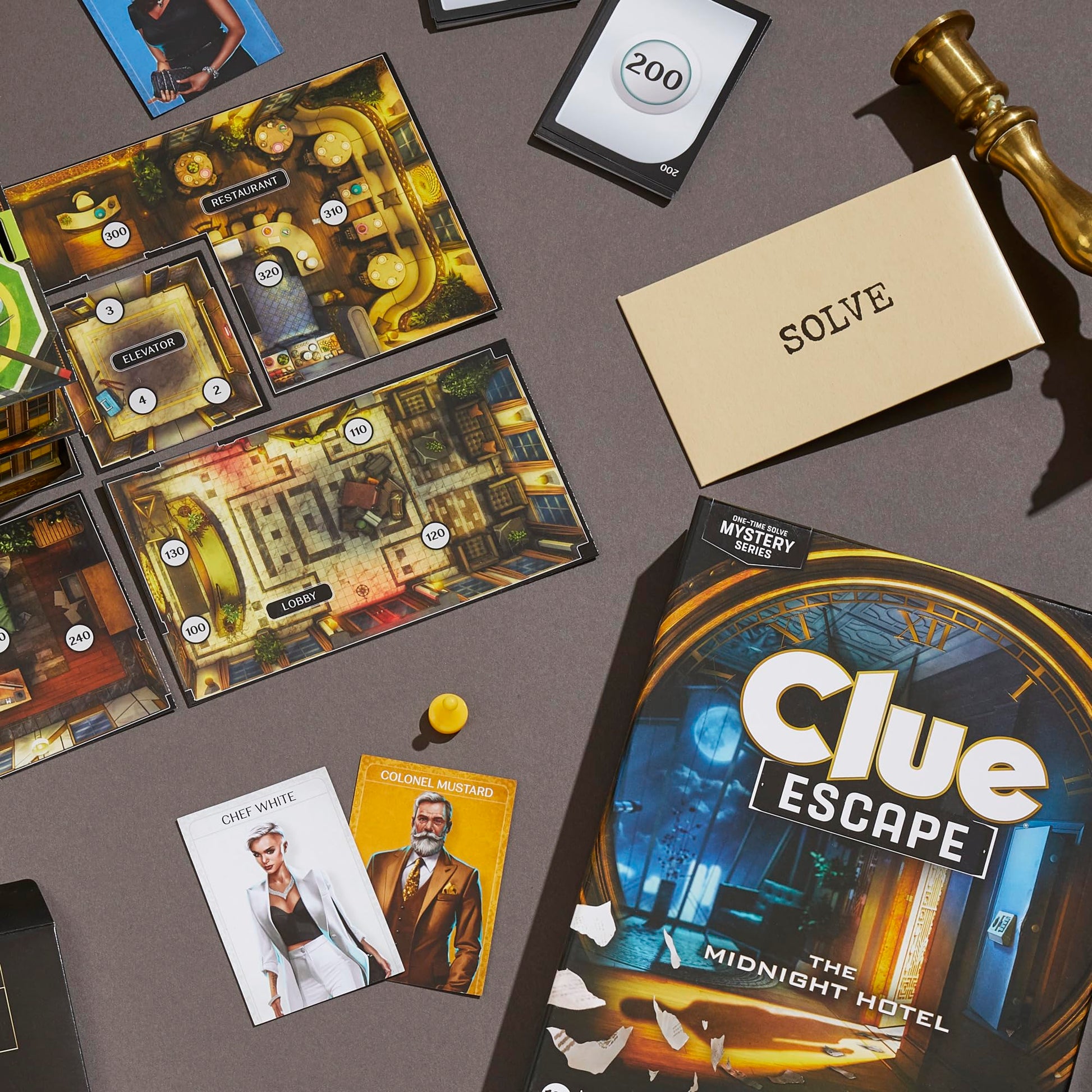 Hasbro Gaming Clue Escape: The Midnight Hotel Juego de Mesa, Clue Escape Room Game, 1 Vez Resolver Misterio, Juegos Familiares para Mayores de 10 años, 1 a 6 Jugadores, 90 Minutos Promedio.