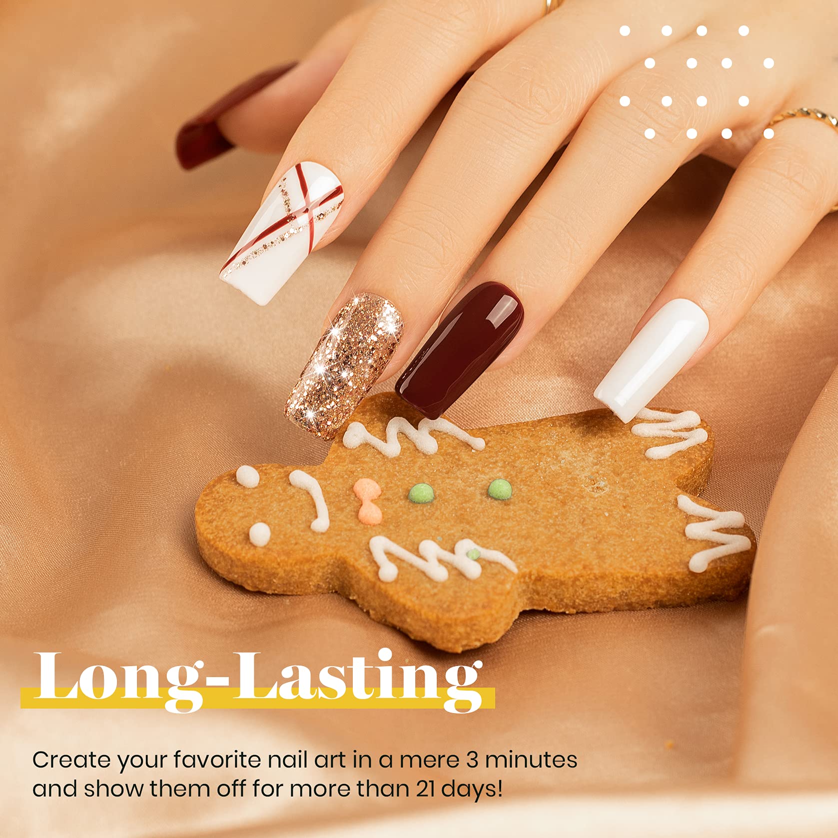 Beetles Esmalte en Gel de Uñas- 6 Colores Borgoña Rojo Marrón Champán Dorado Kit de Esmalte en Gel Blanco Nieve Desnudo Gris Remojo Lámpara de Uñas Acción de Gracias Esmalte en Gel Kit de Manicura en Gel Bricolaje Regalo de año Nuevo