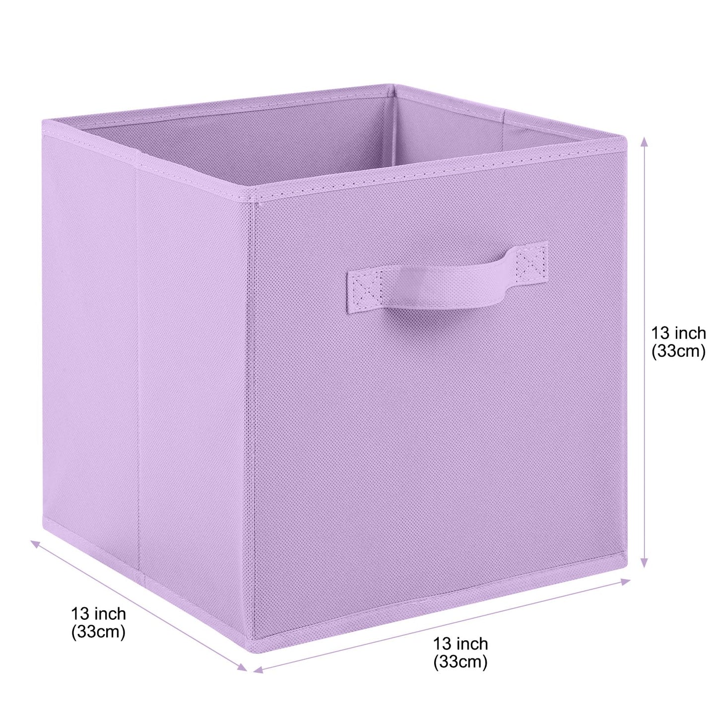 Cubos de tela para almacenamiento, paquete de 6, de 13 x 13 x 13 pulgadas, de colores divertidos y duraderos, con asas, cestas plegables para el hogar,morado, rosa, peachpuff