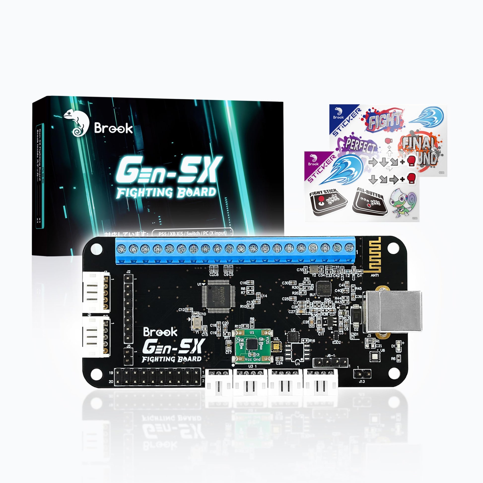 Brook Gaming Gen5X - Tablero de lucha con pegatina - Multiplataforma definitiva compatible con PS5, XB Series, XS, NS y PC, tiempos de respuesta rápidos para juegos de lucha 【Versión exclusiva】