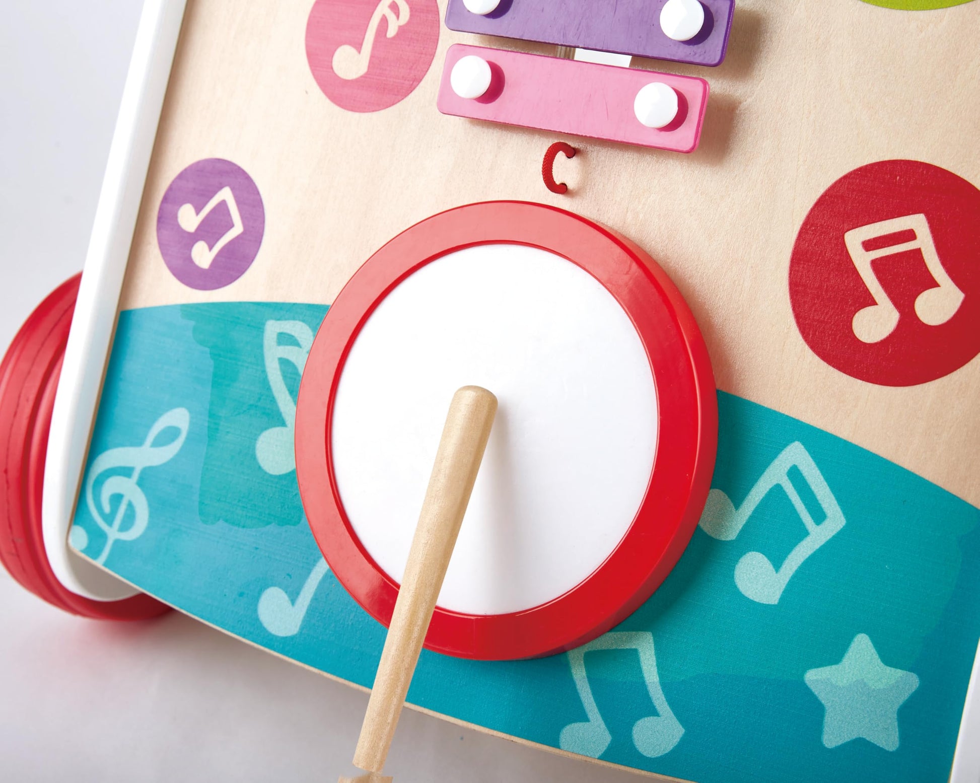 Juguete de Empujar (Arrastre) Caminador de Madera Musical Para Bebes y Niños : Desarrollo Motor y Diversión para Niños Pequeños. E0383