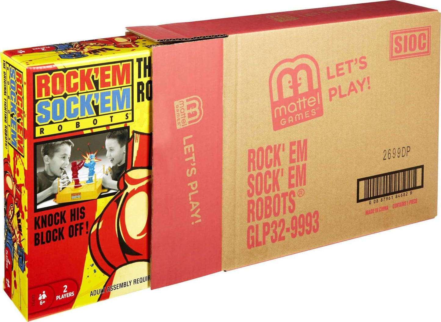 Juego de Robots Mattel Rock 'Em Sock Em Azul con Anillo de Boxeo